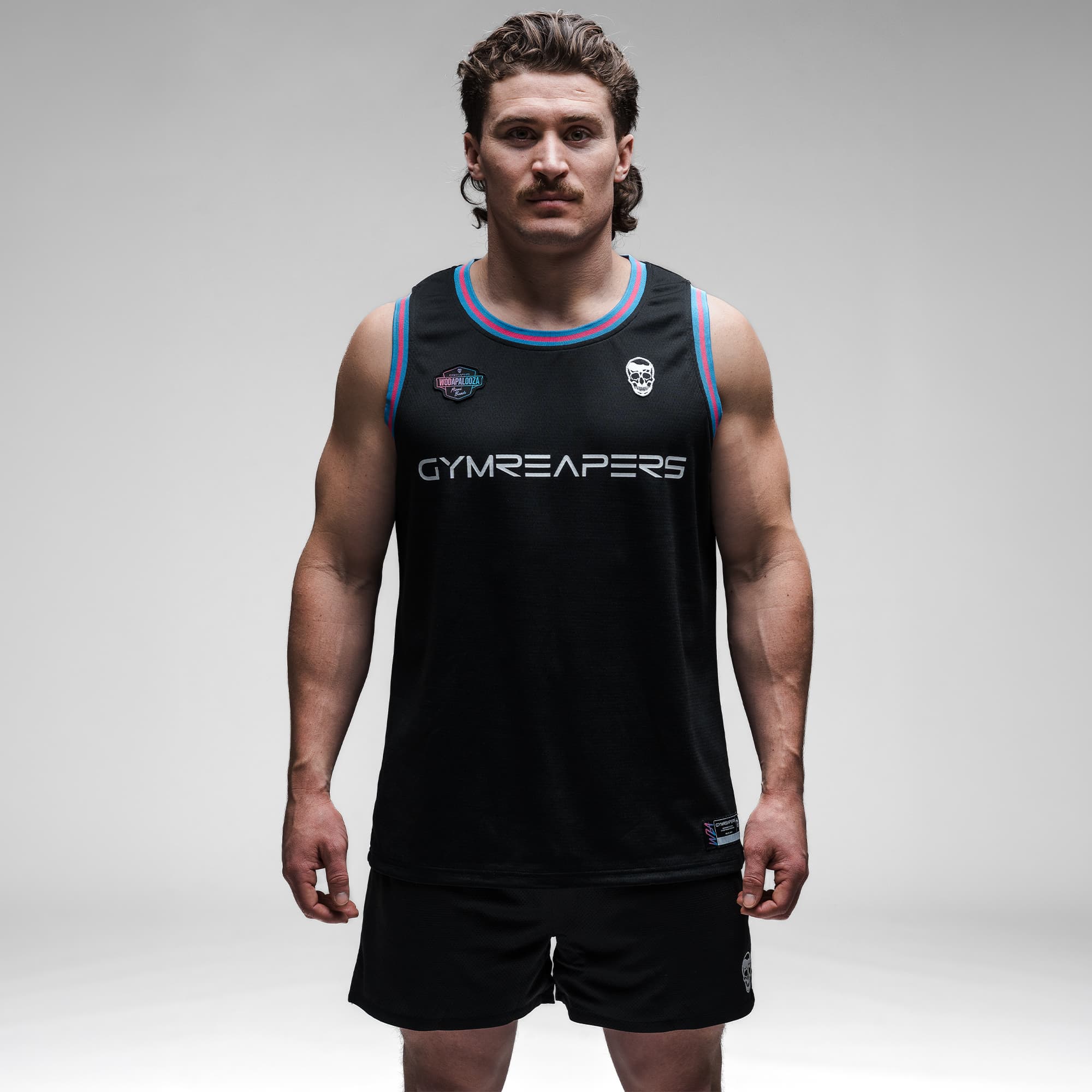 Athlete wearing the Miami Beach Jersey half body shot front view