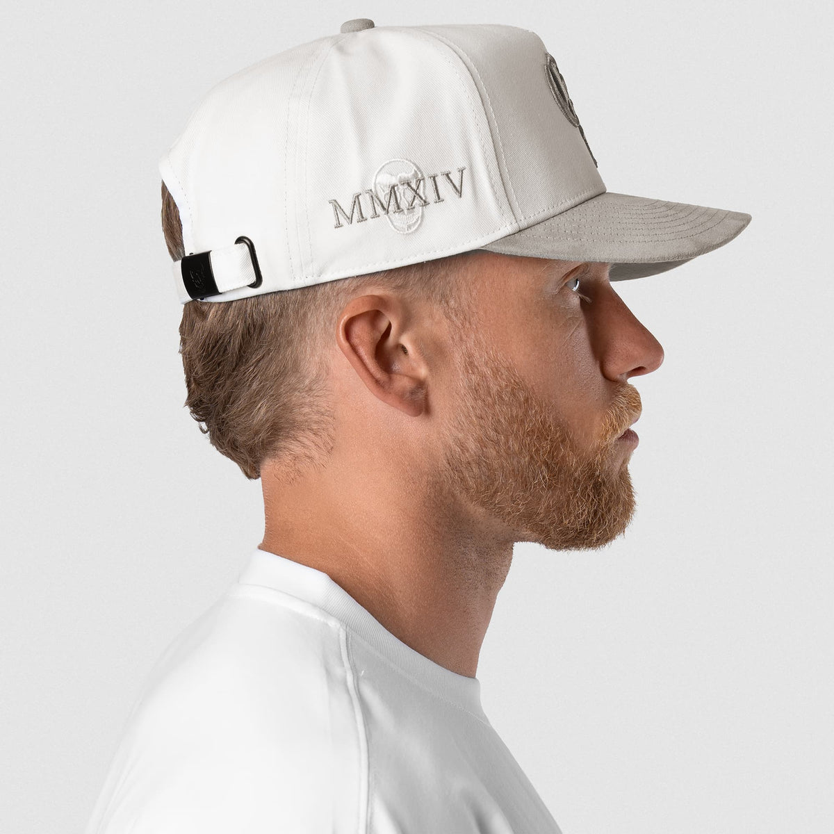 5-Panel Initial Suede Hat - White/Gray