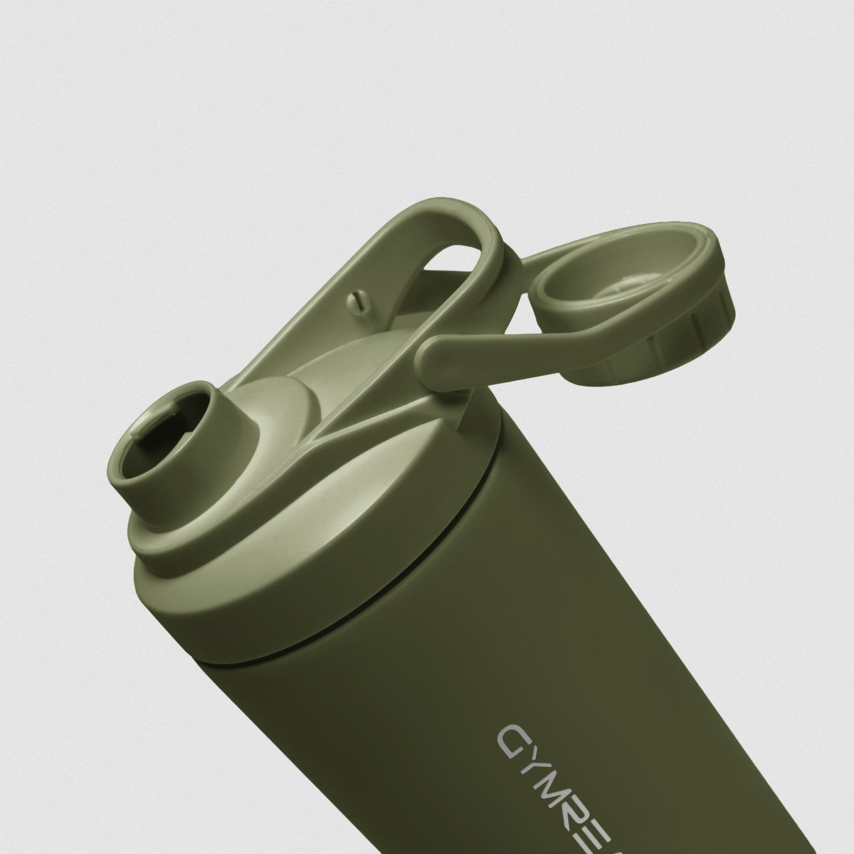 OD Green Stainless Steel Shaker on white background showcasing shaker lid with open flip top