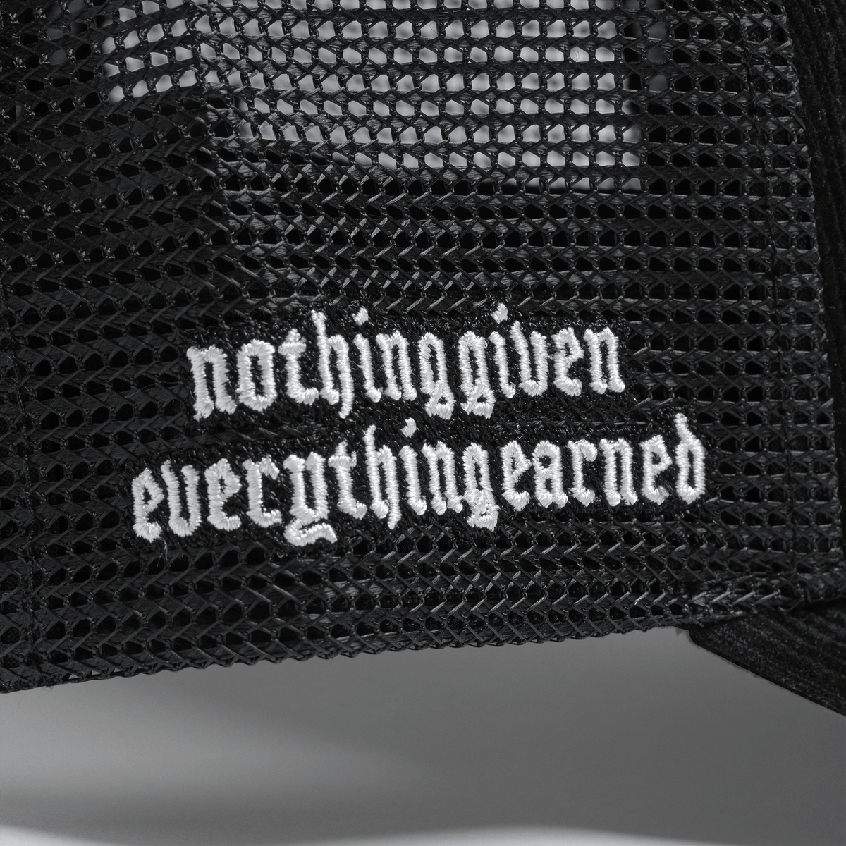 5-Panel Corduroy Reaper Training Club Hat in Black/White – Brim Wordmark Detail