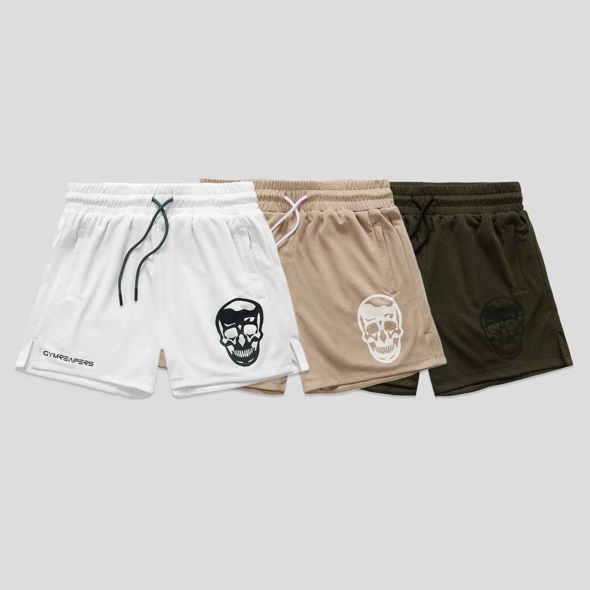Mesh Training Shorts 3-Pack White Khaki OD Green