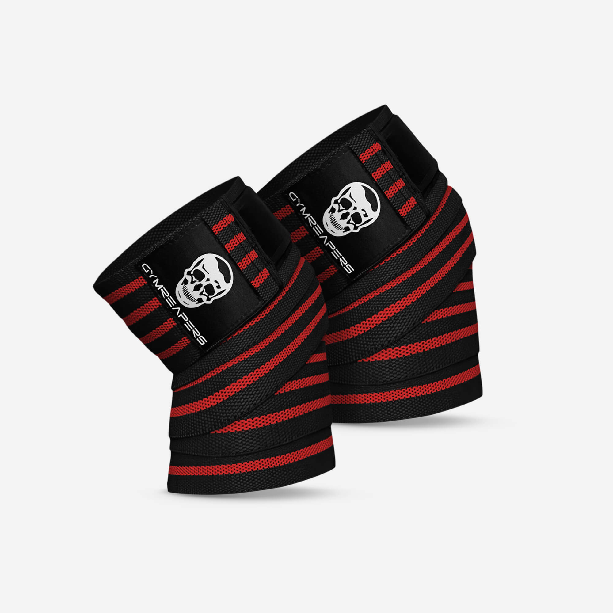 Gymreapers Knee Wraps (Pair) with Strap for Squats, Weightlifting, Powerlifting, Leg Press, and Cross Training - Flexible 180cm Knee Wraps for Squatti