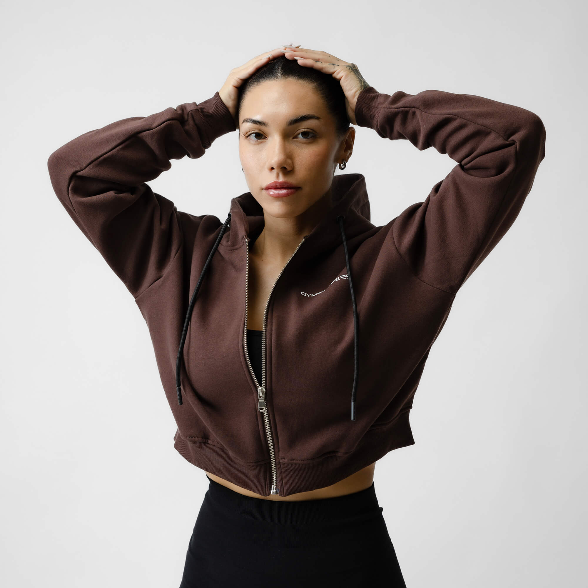 brown cropped hoodie main