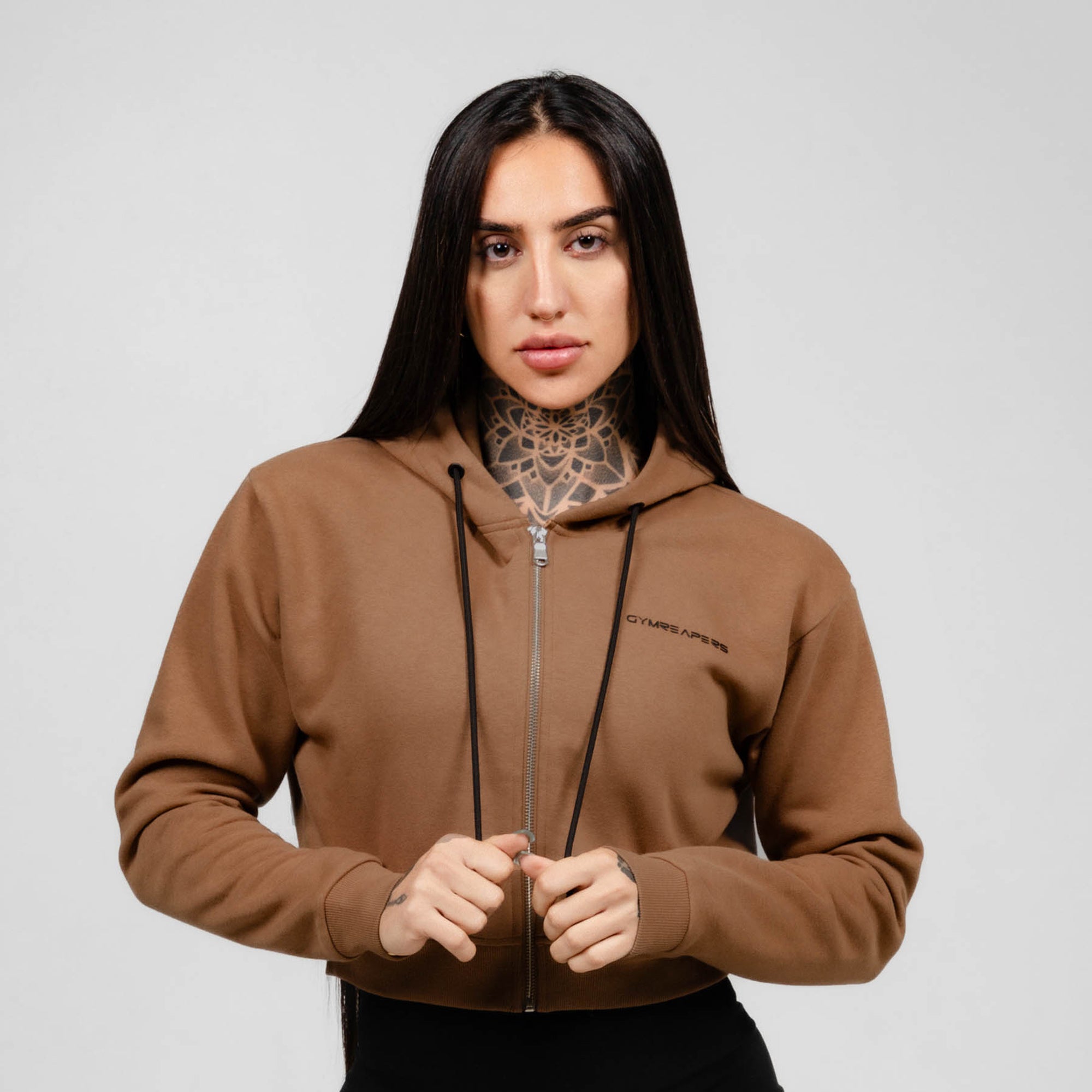 caramel cropped hoodie main