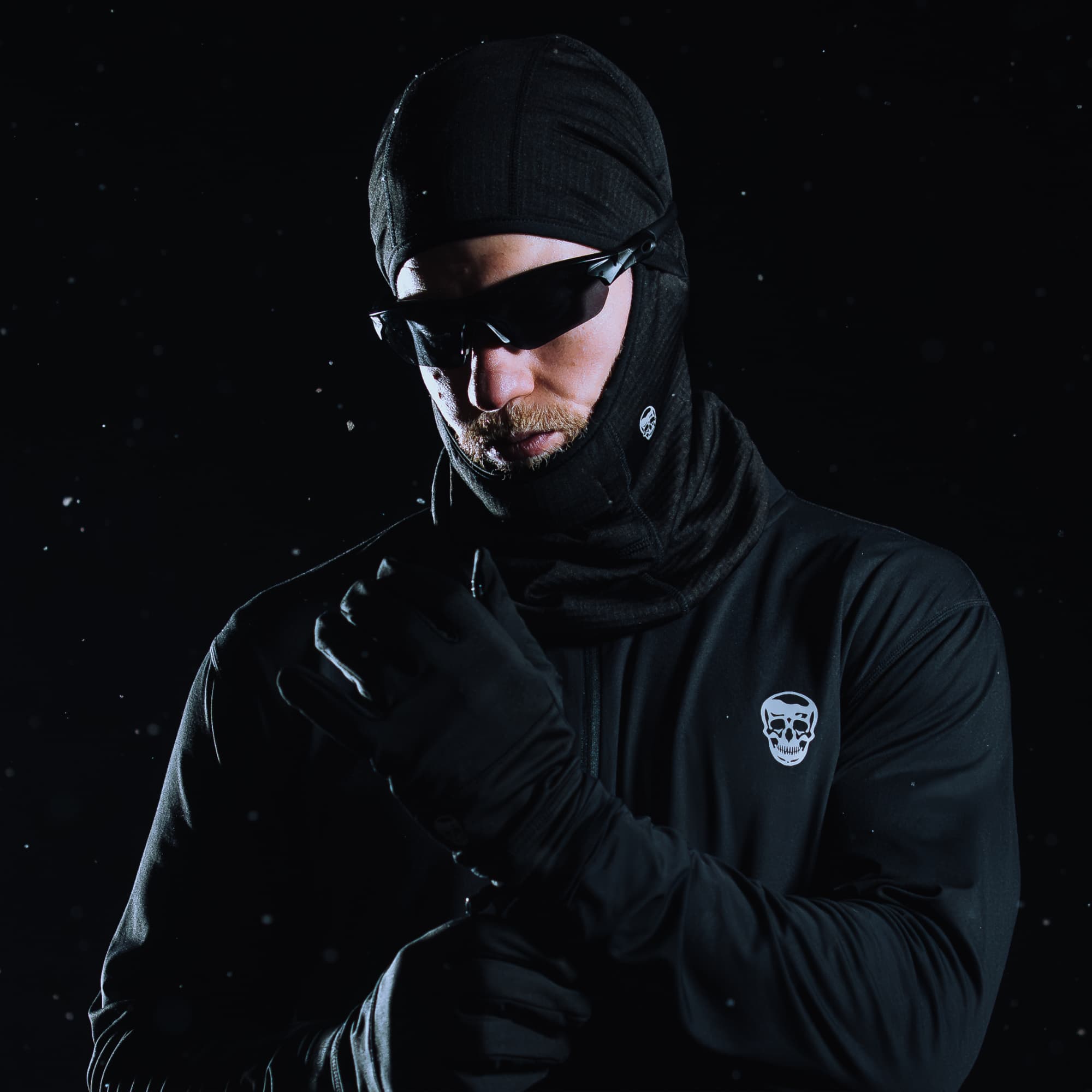Lifestyle shot of athlete wearing the Stryda™ Balaclava half face covered