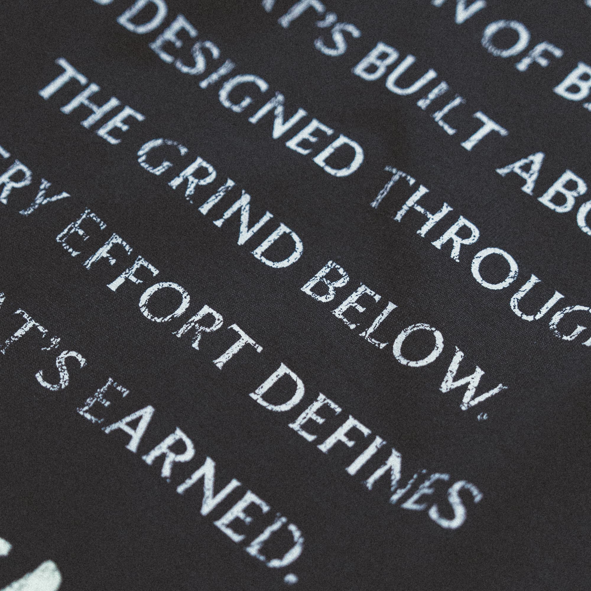 Detailed look at the printed back text and graphic design.