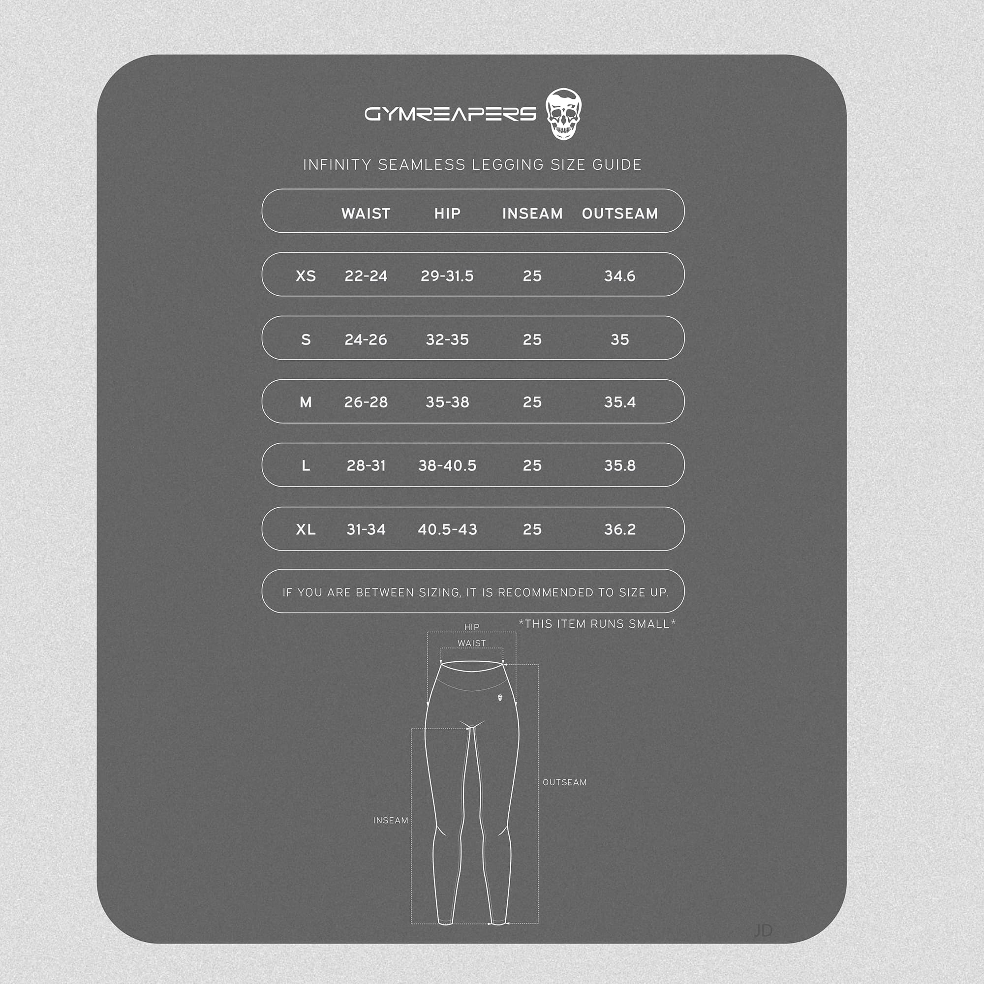 infinity legging size chart