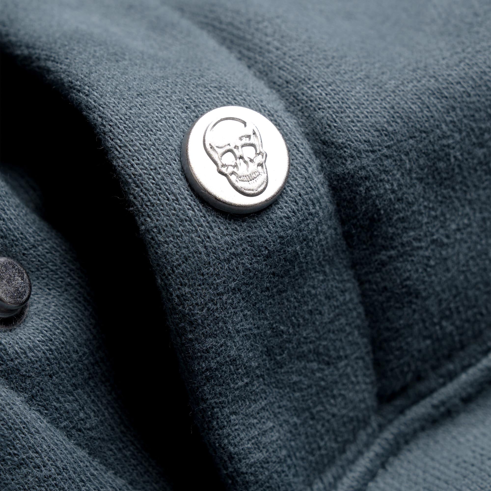 Lake Heavyweight Hoodie close up detail shot of branded buttons