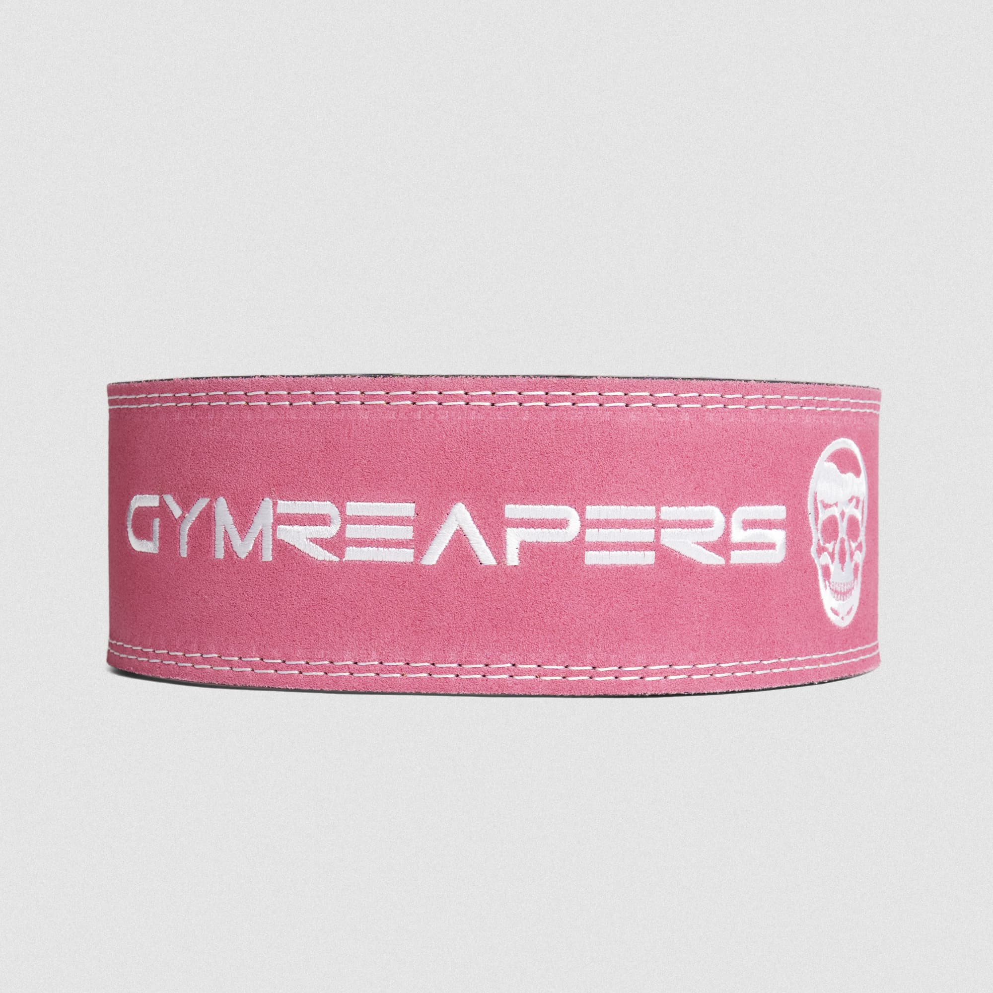 10MM Lever Belt - Pink lay flat back side showcasing logo