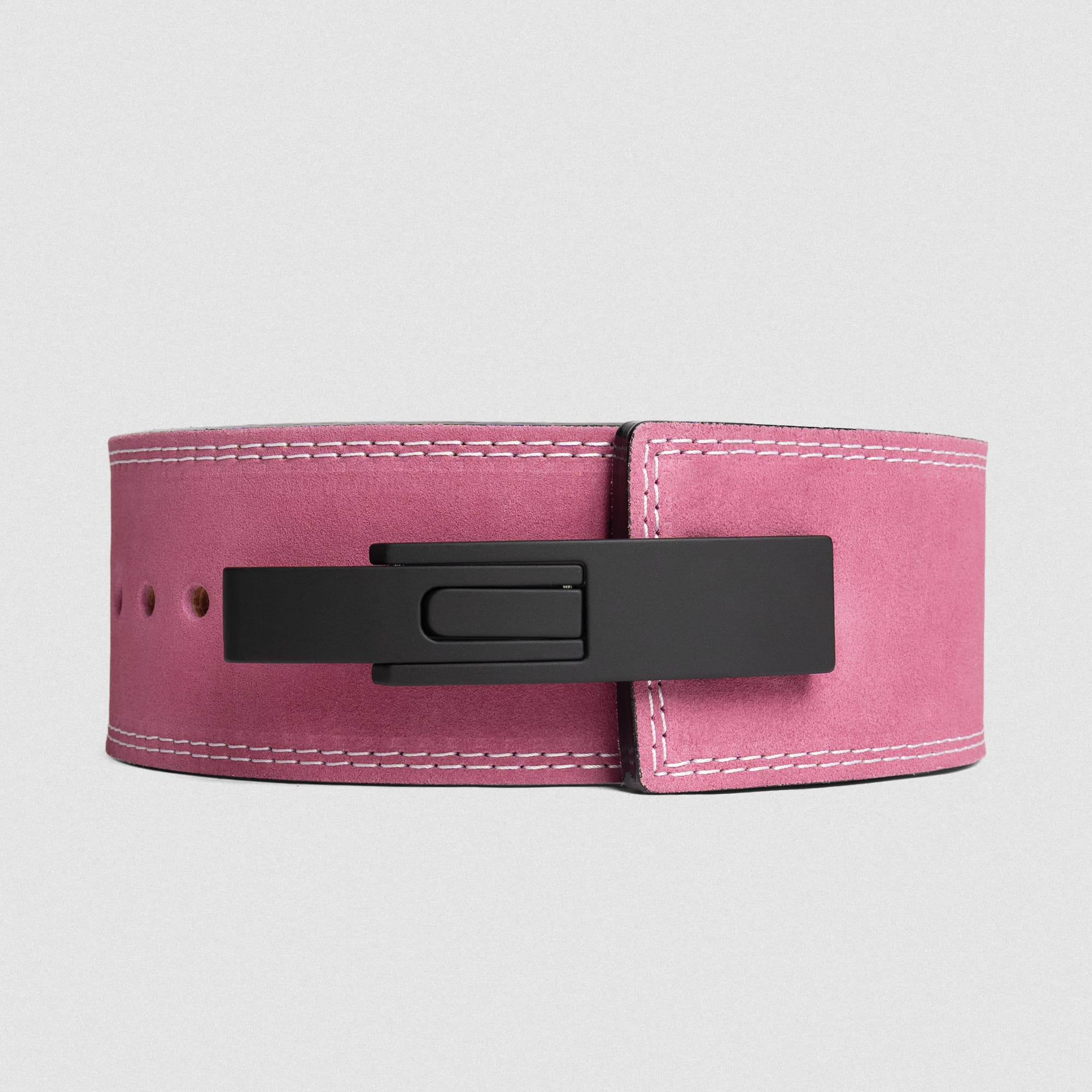 10MM Lever Belt - Pink lay flat front side showcasing logo