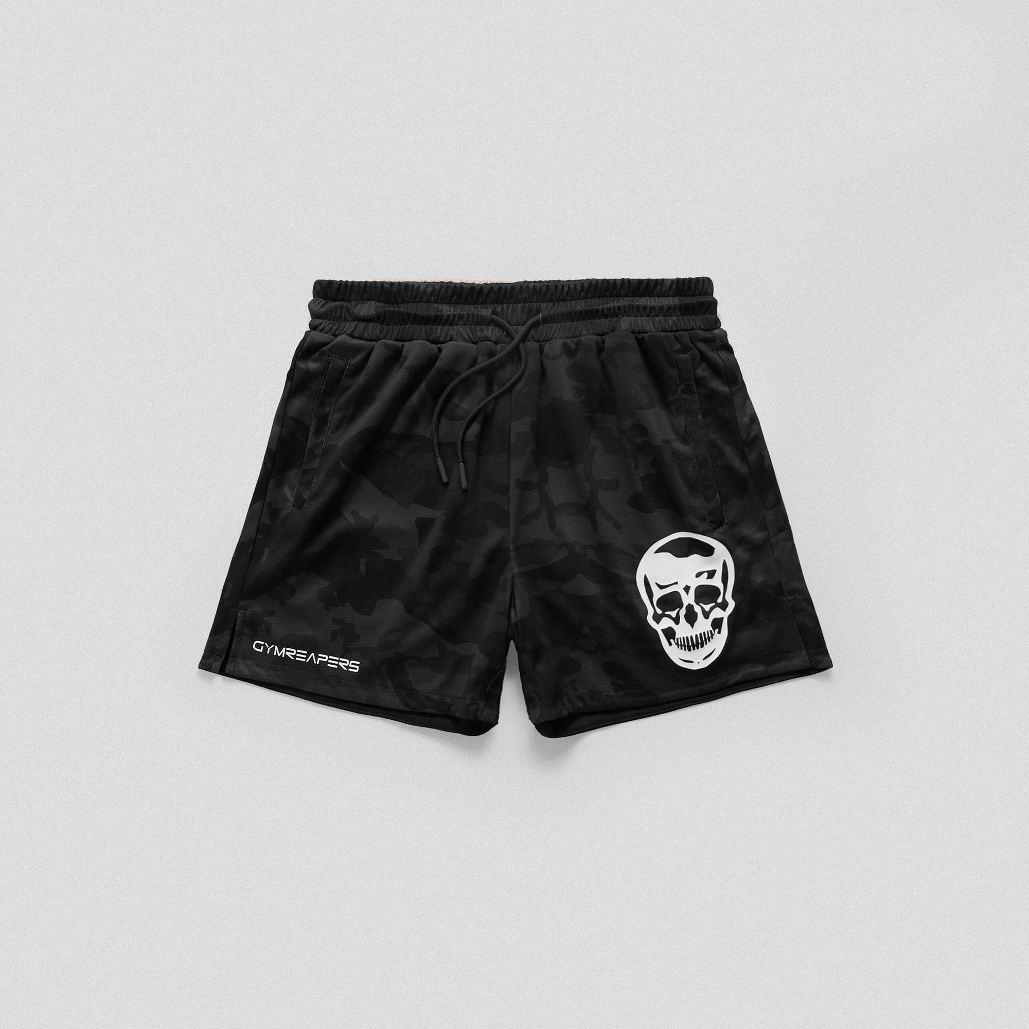 mesh shorts black camo front