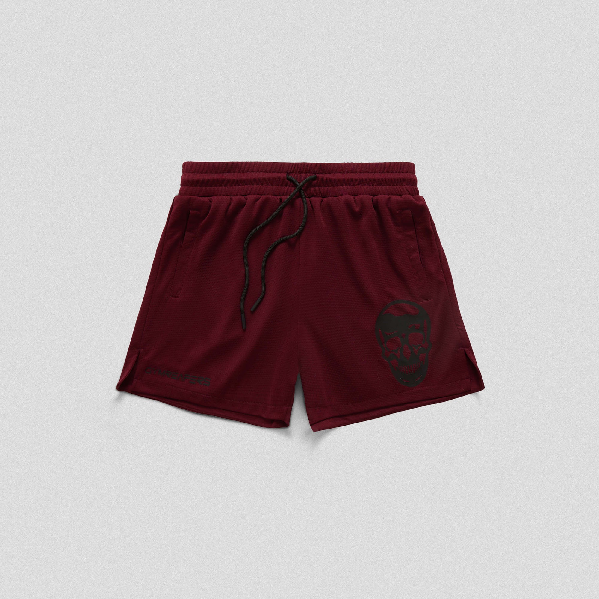 mesh shorts burgundy front