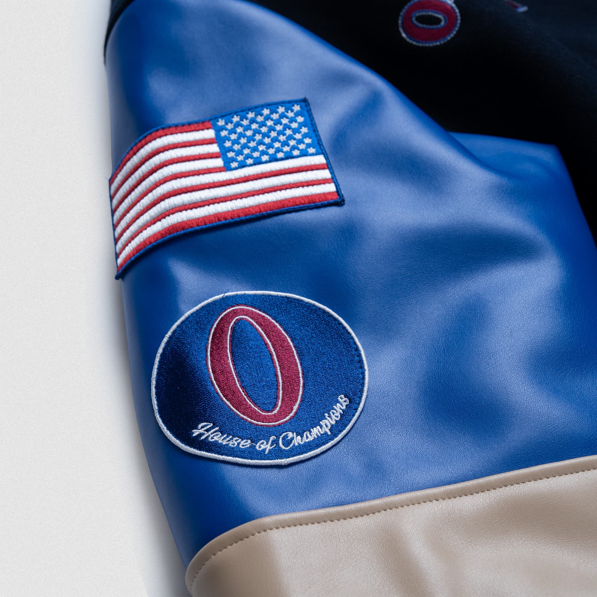 close up detail shot of sleeve patches