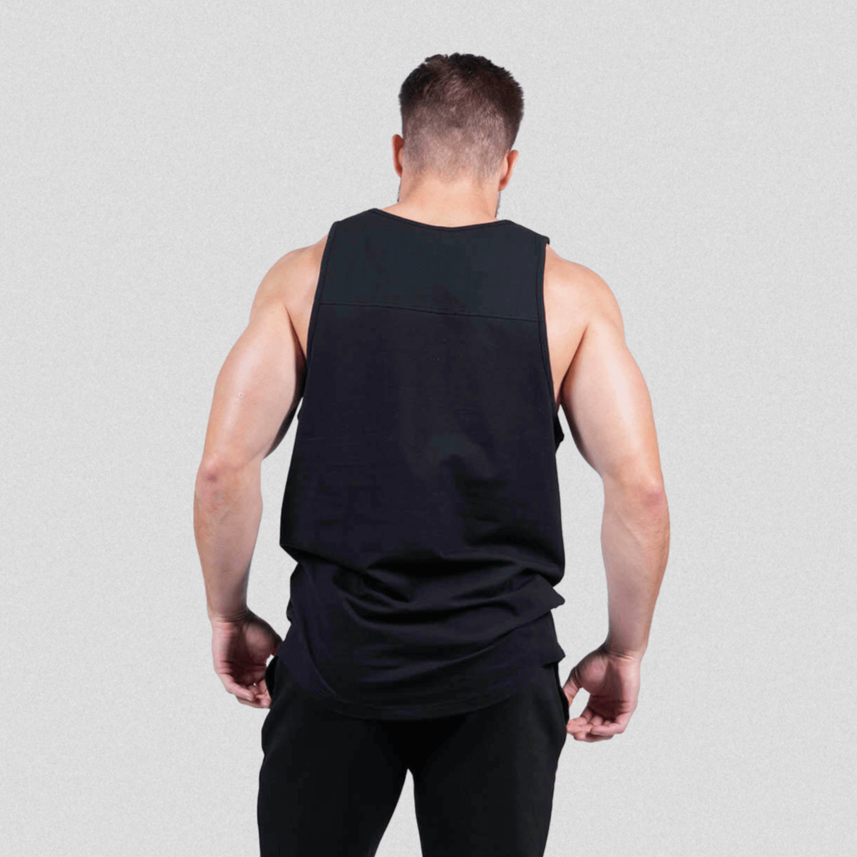 axis scoop hem tank black white back