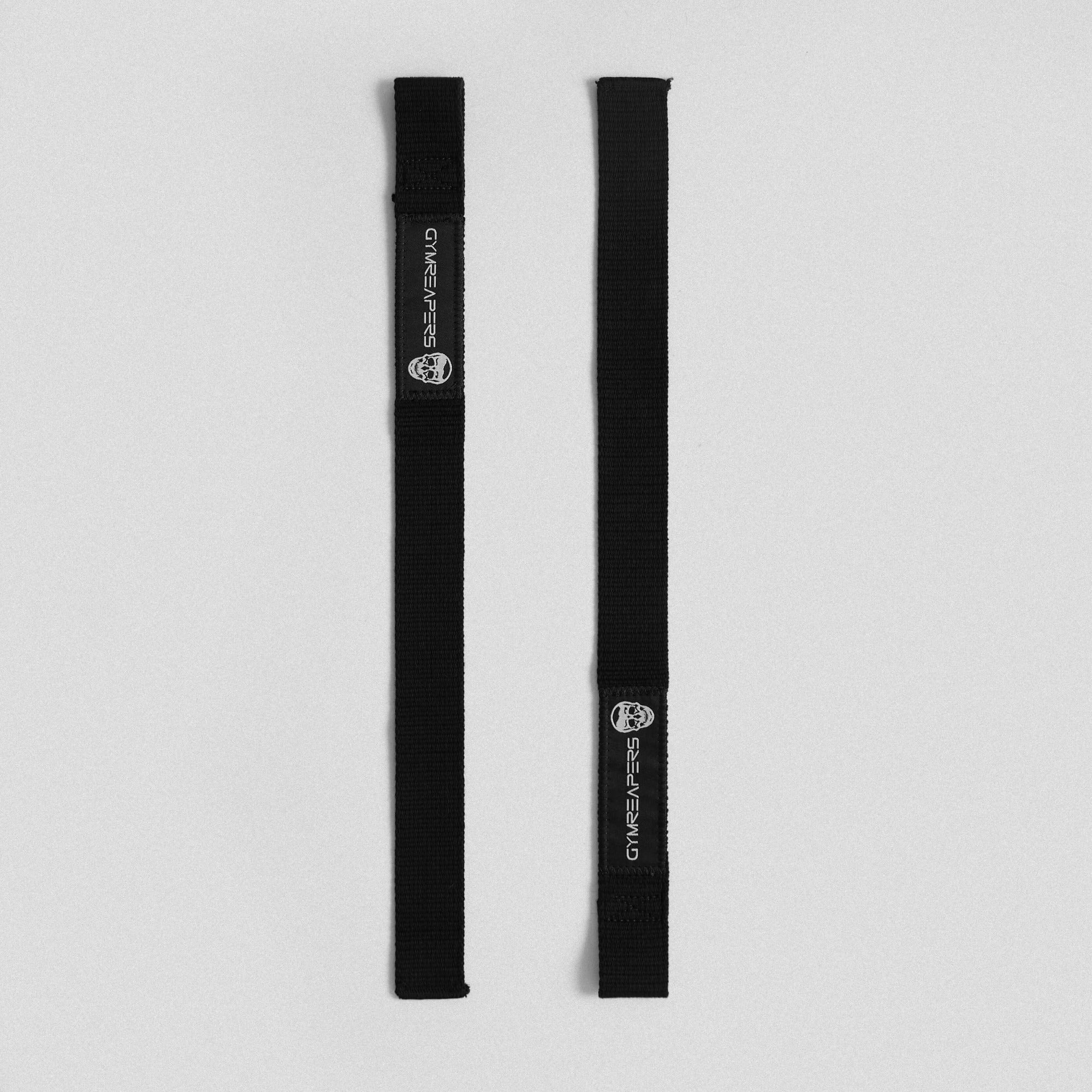 black no padding lifting straps flat