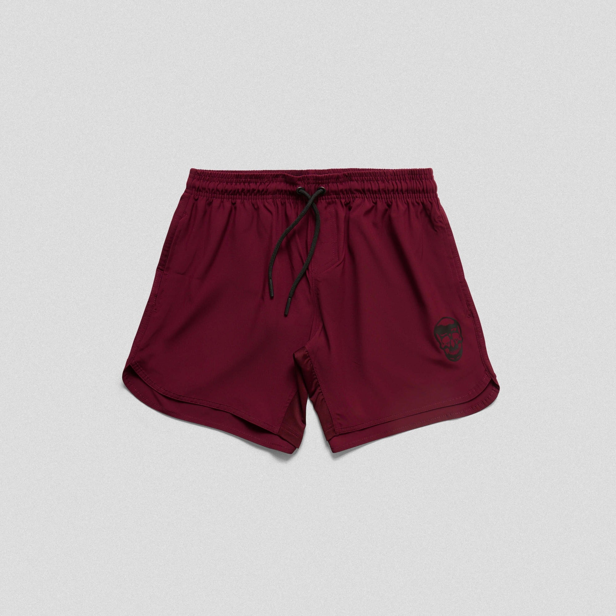 burgundy training shorts flat front