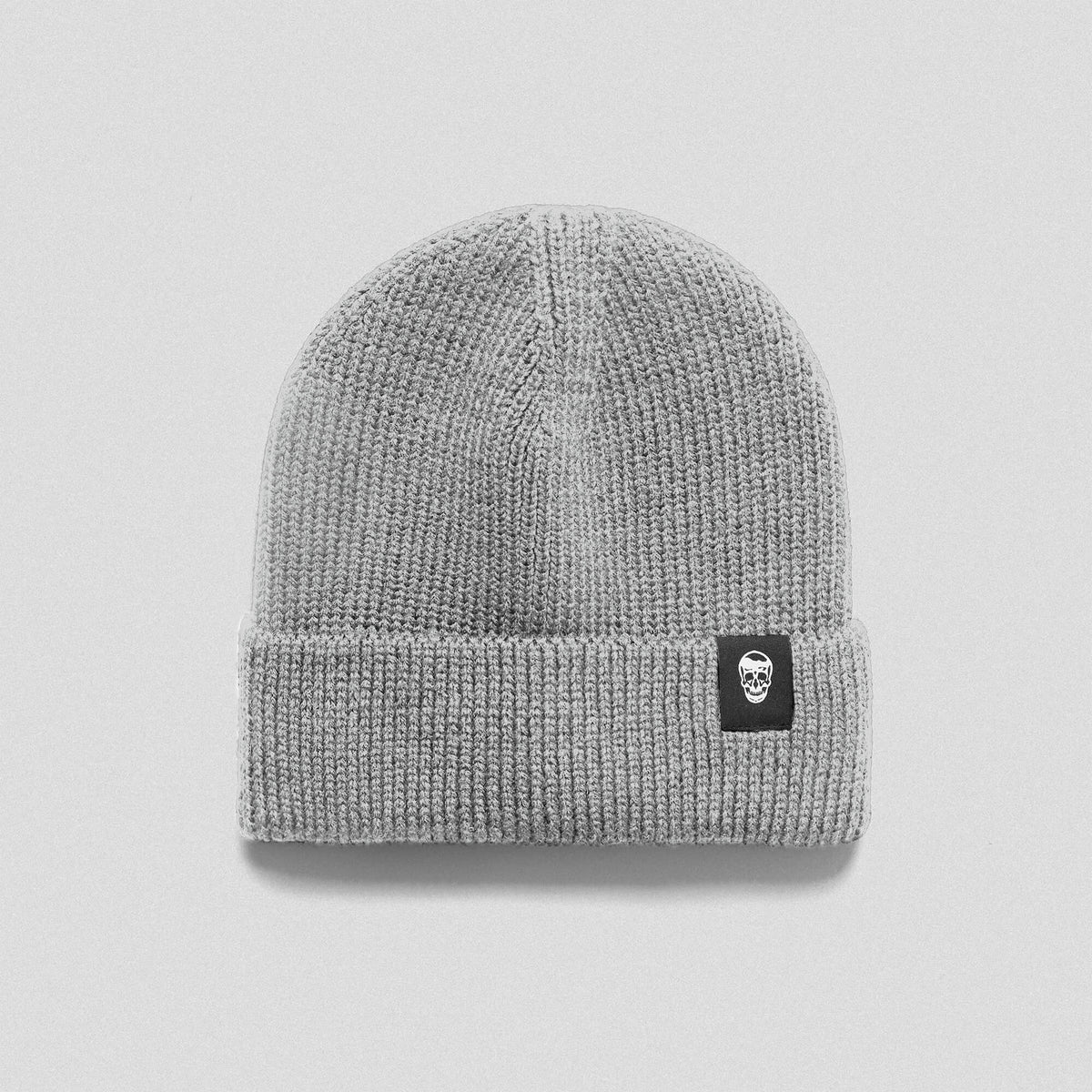 Gymreapers Ribbed Knit Skull Beanie - Gray
