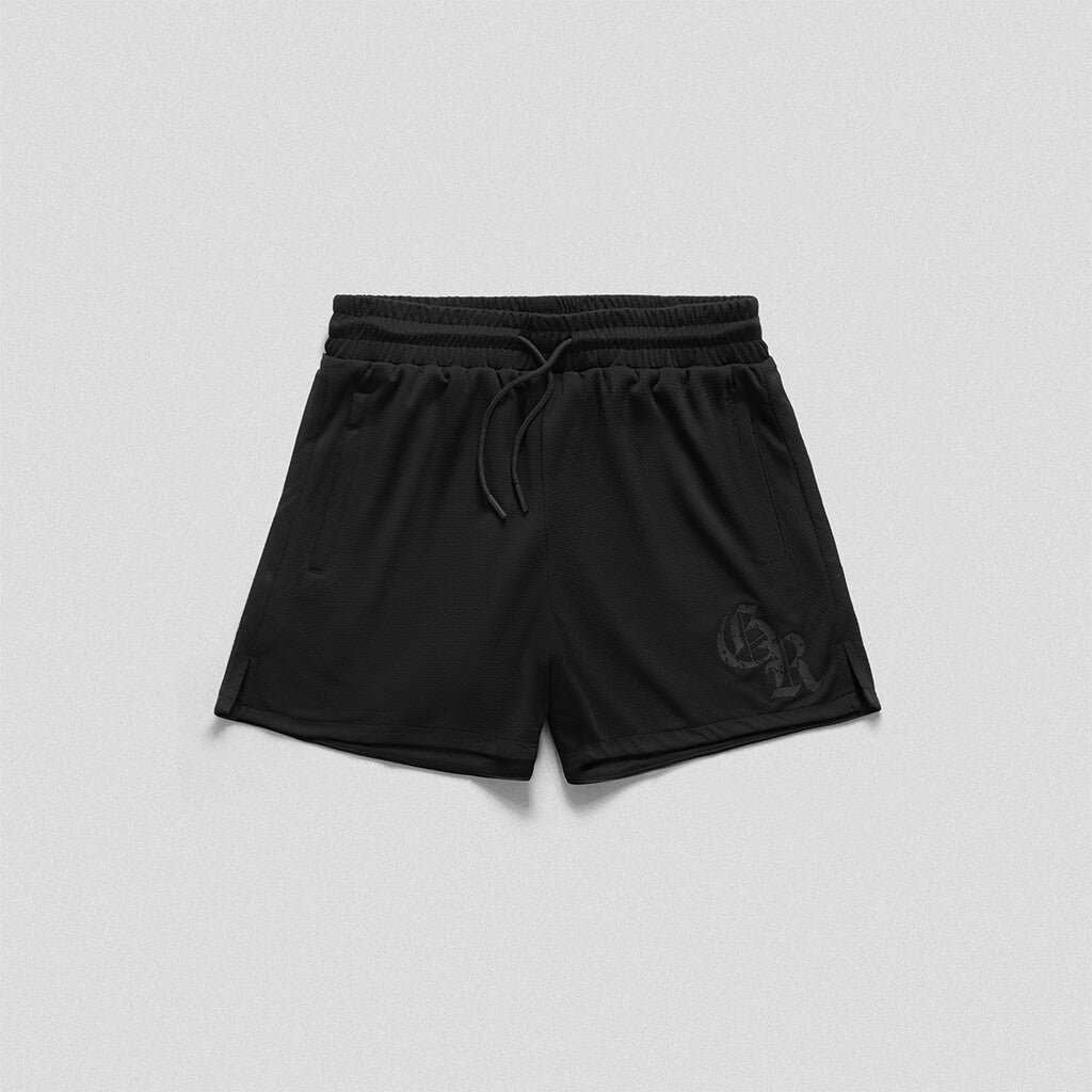 initial mesh shorts black black front