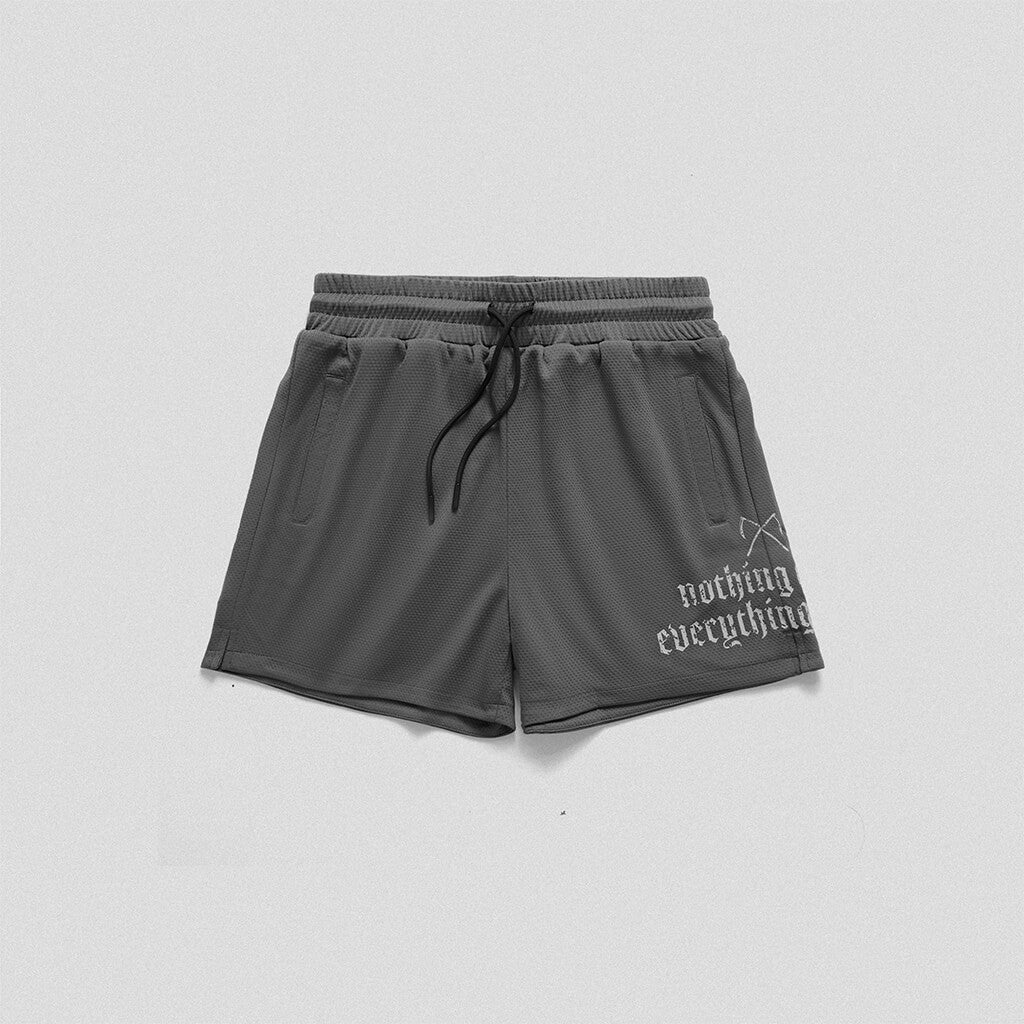 mantra mesh shorts charcoal front