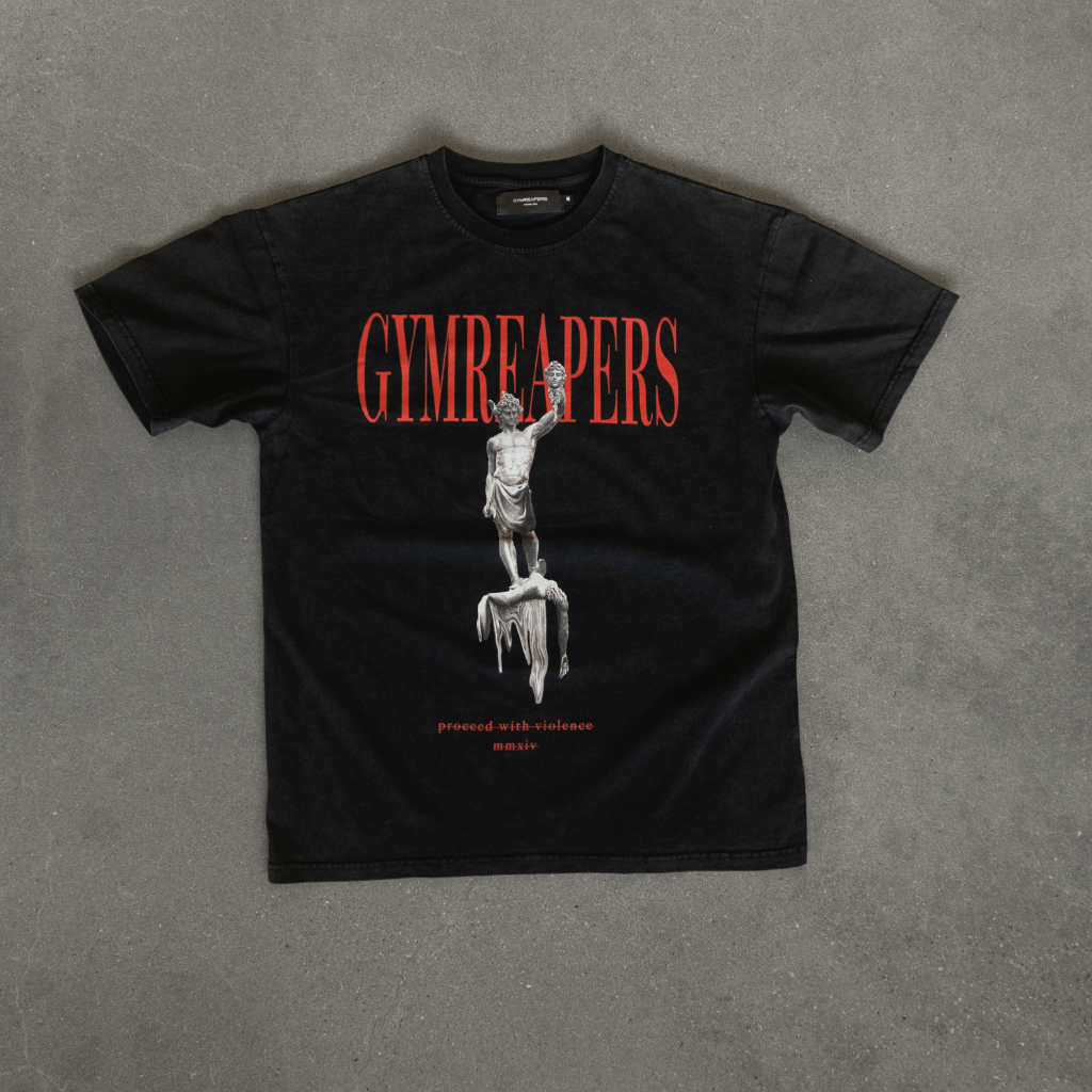 proceed with violence graphic tee concrete front