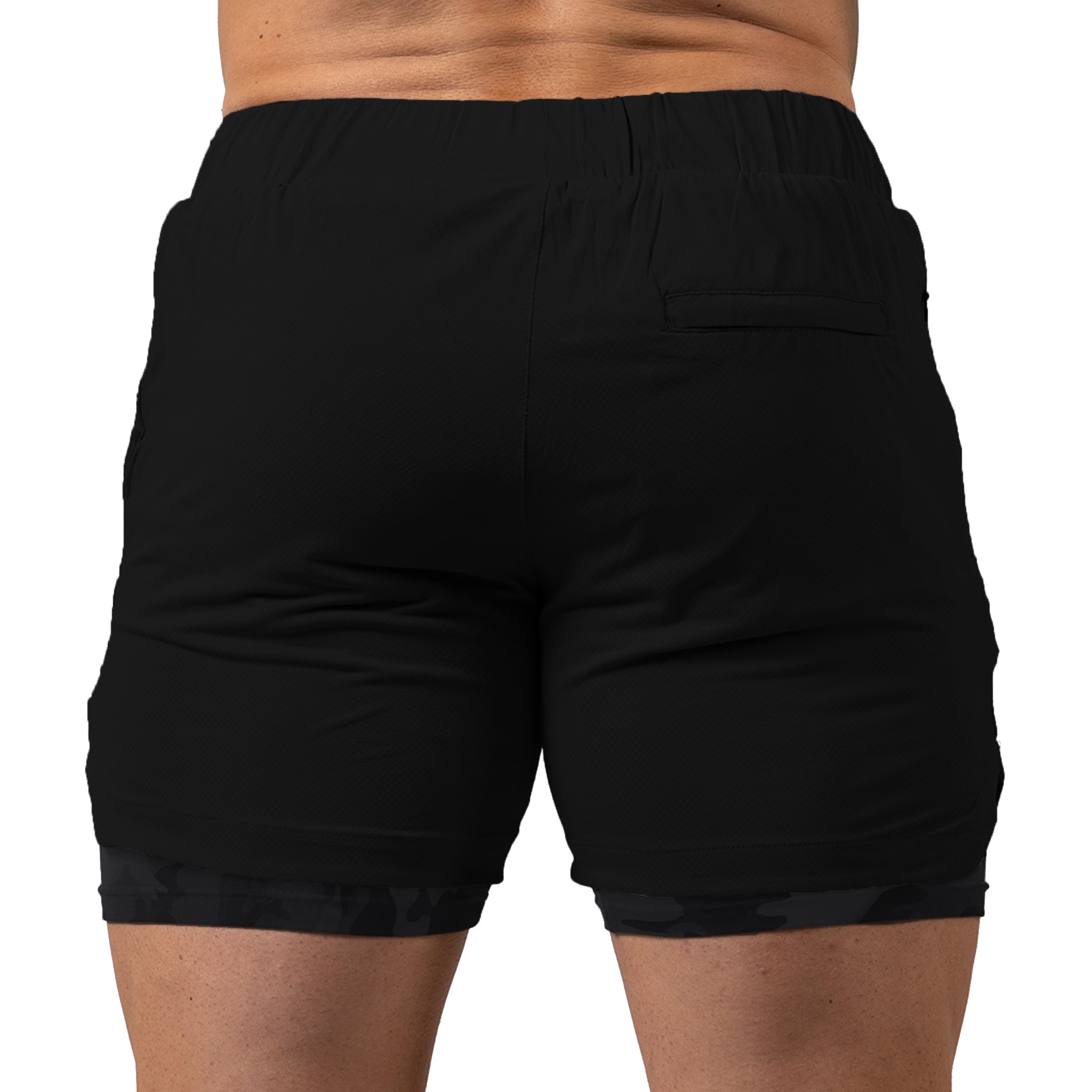 react training shorts black camo back
