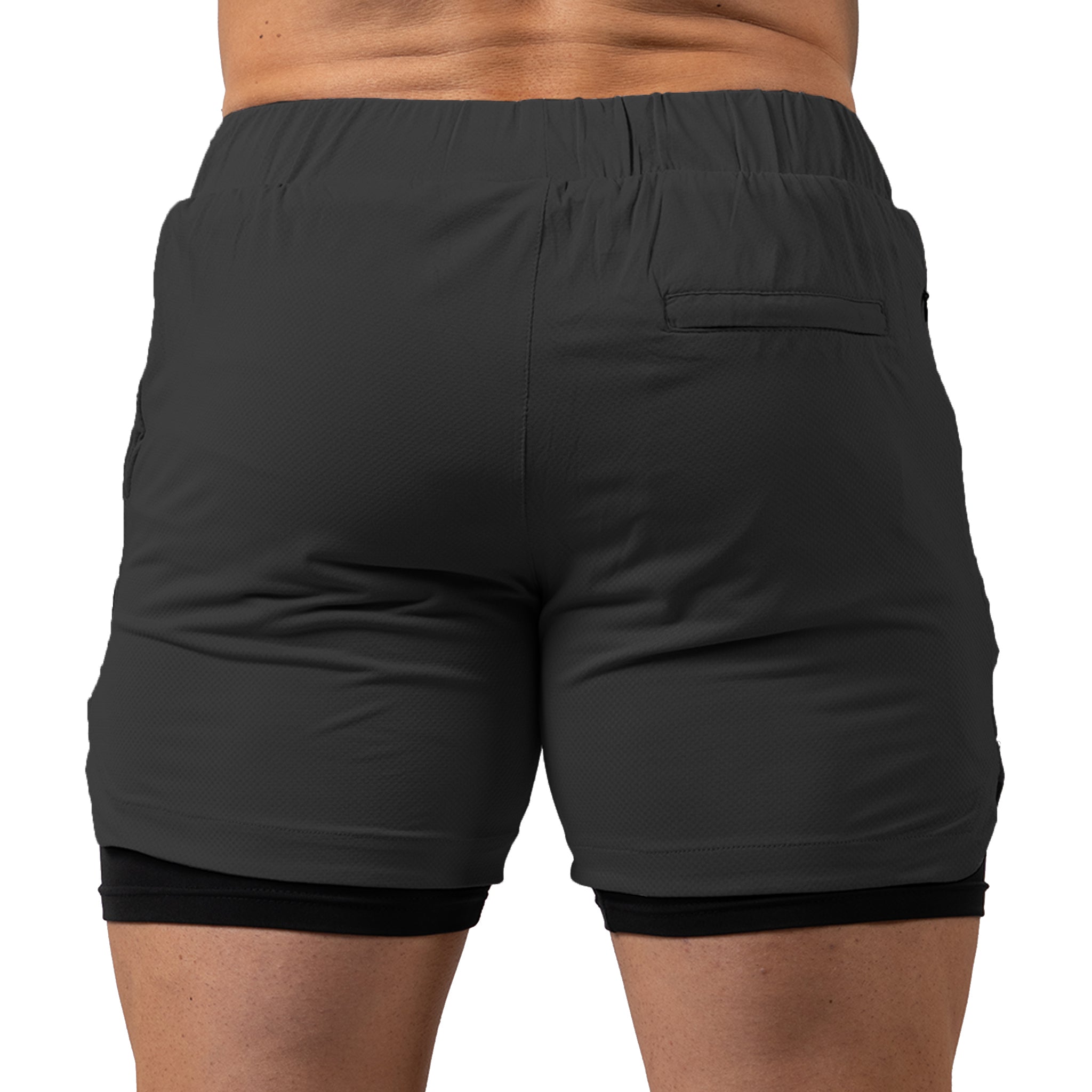 react training shorts gray back