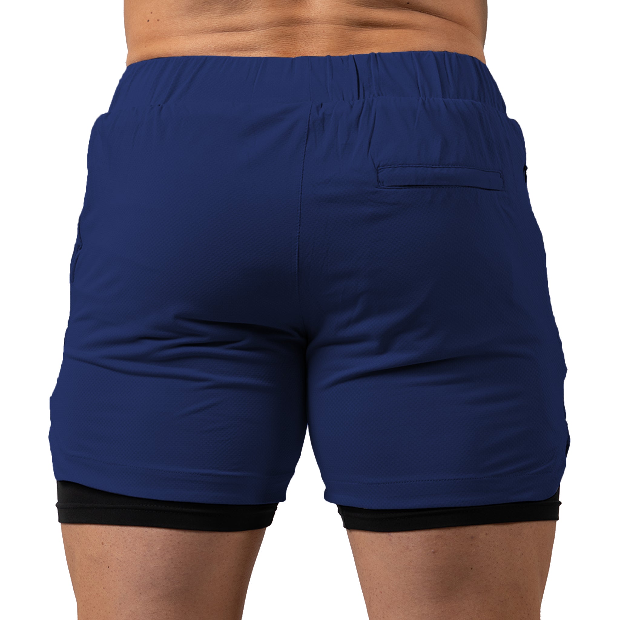 react training shorts navy back