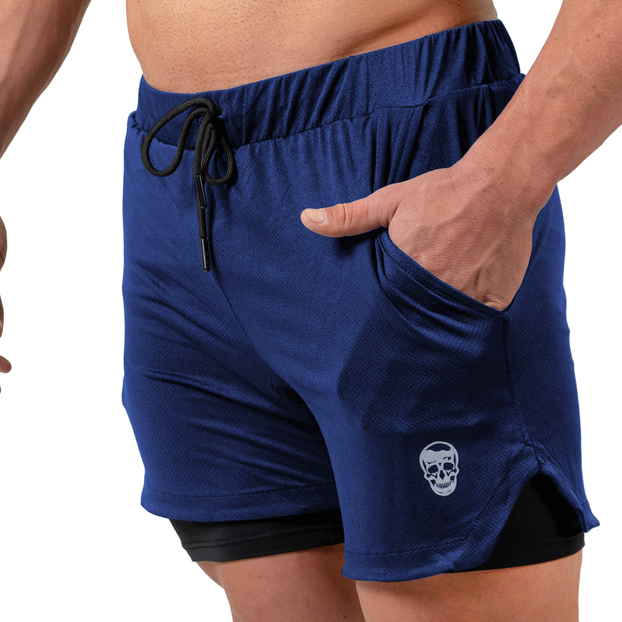 react training shorts navy side