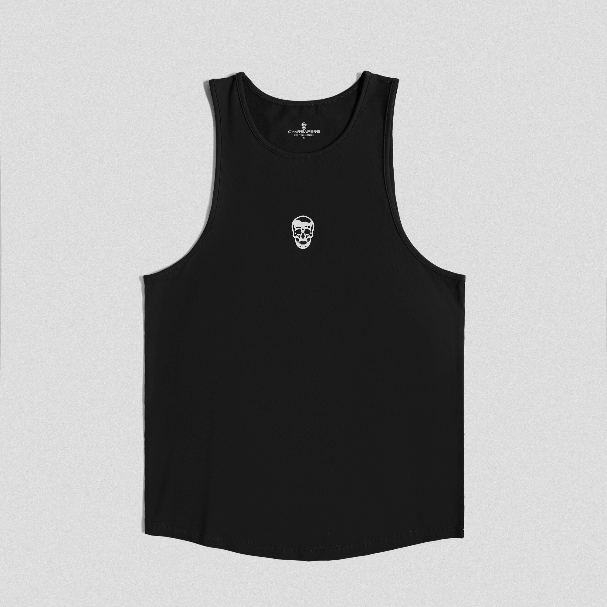 scoop hem tank black white front