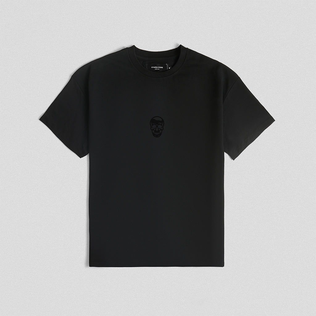 skull tee black black front