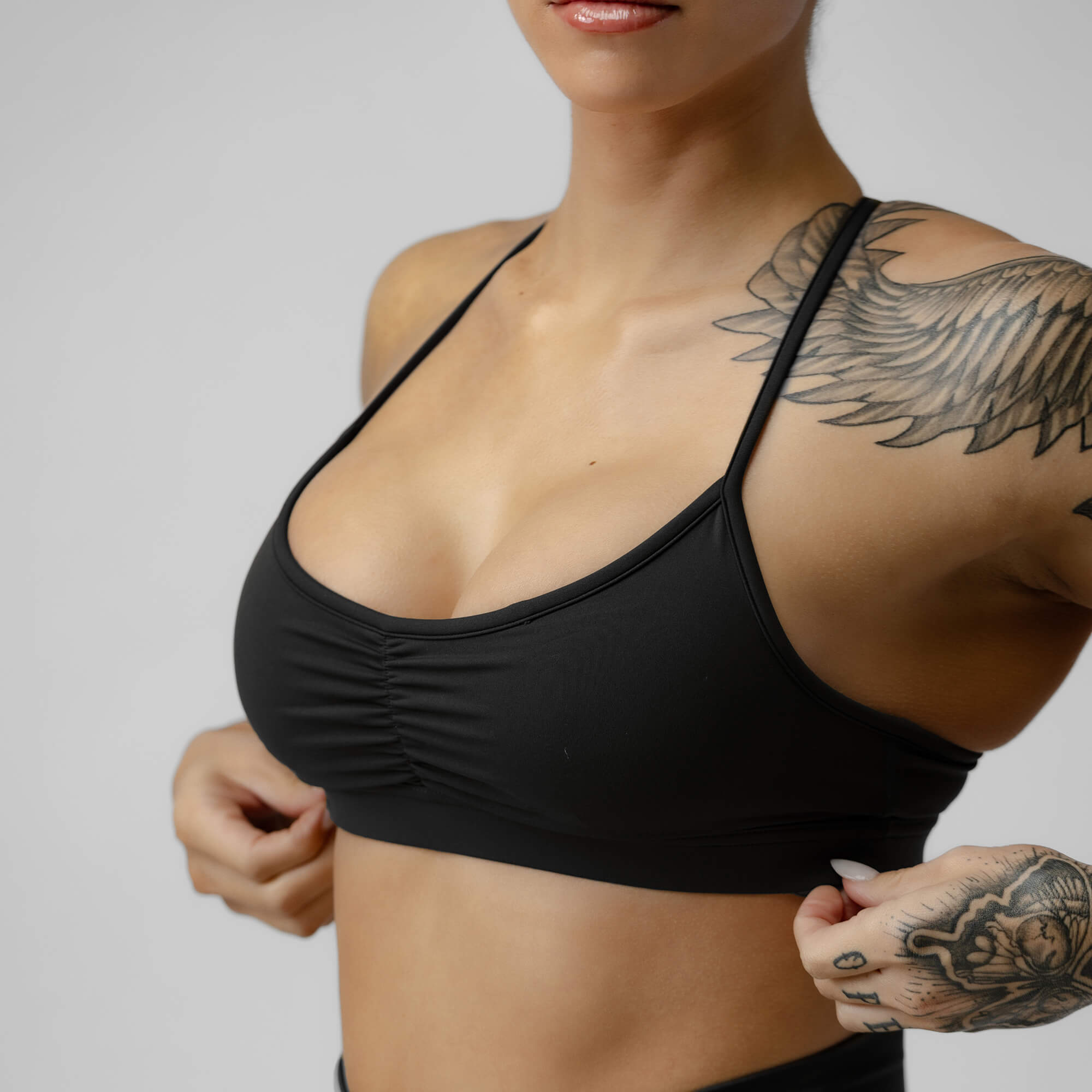 strive bra black front detail