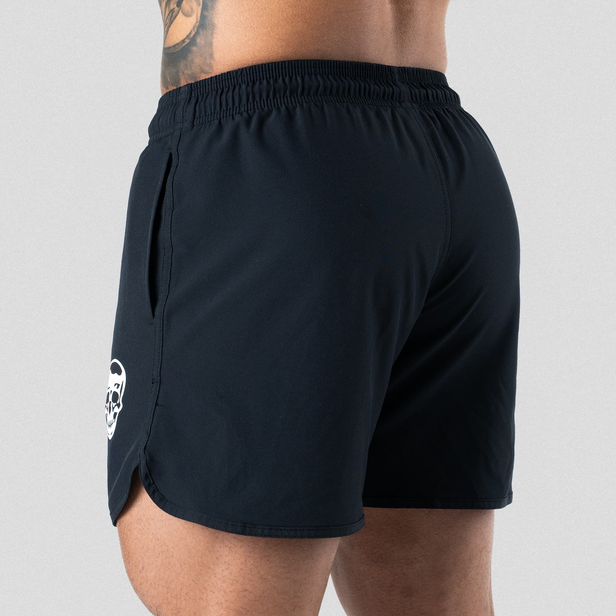 training shorts black studio back