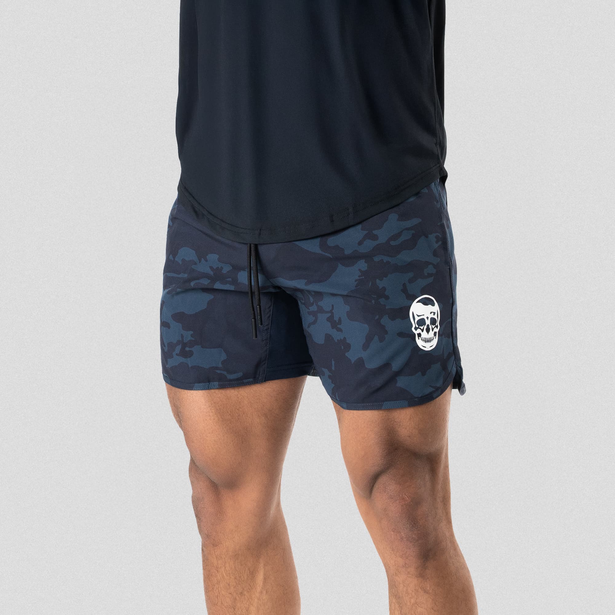 training shorts wave camo front studio shot