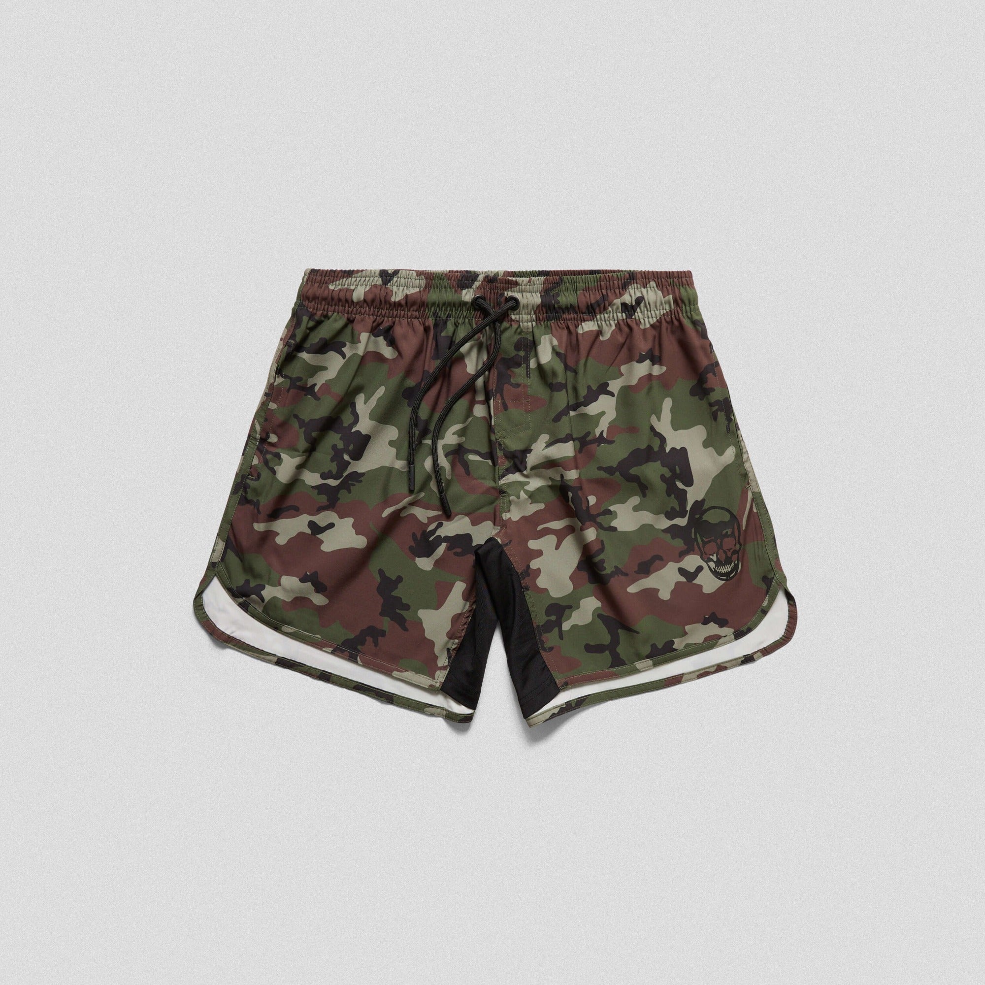 woodland camo training shorts front flat