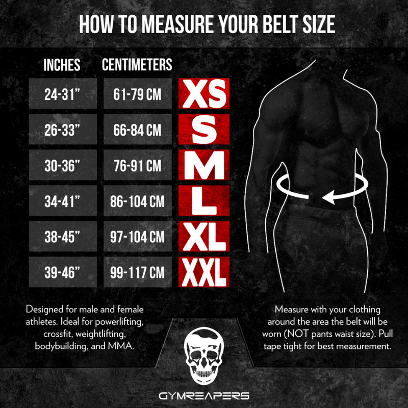 lever belt size guide showing all lever belt sizing.