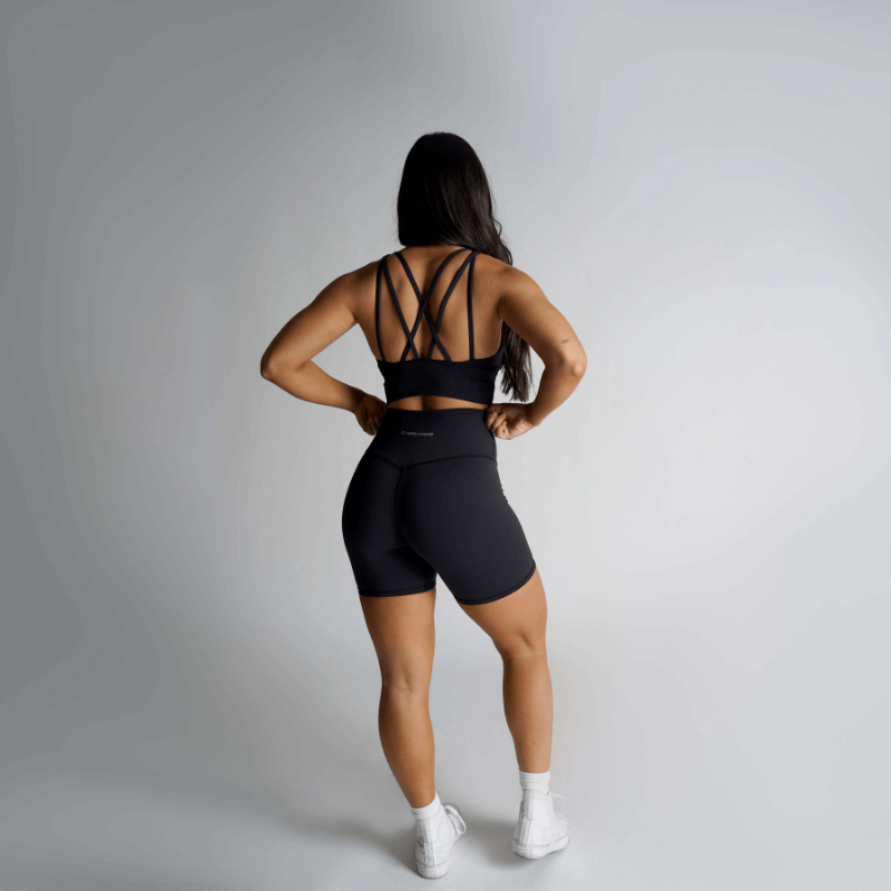 black biker training shorts
