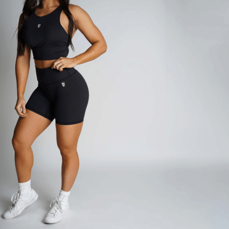 womens black biker shorts
