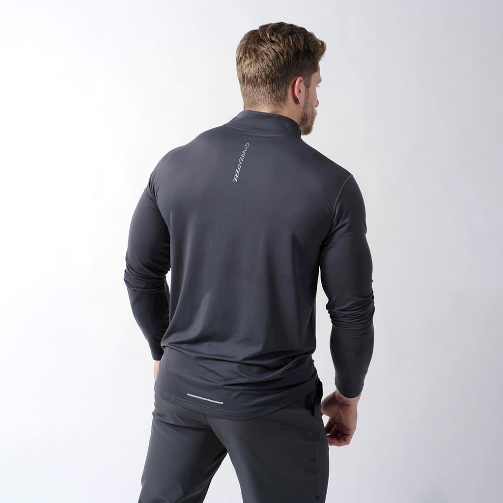 performance 1/4 zip obsidian back