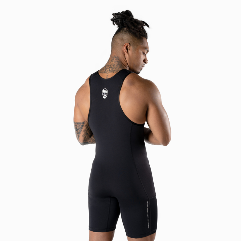 black weightlifting singlet