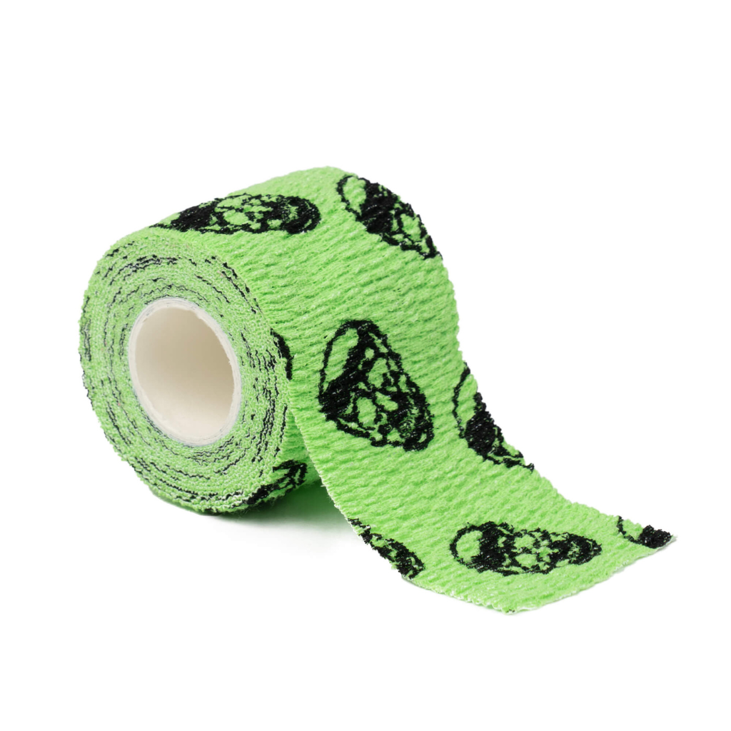 skull tape neon green front