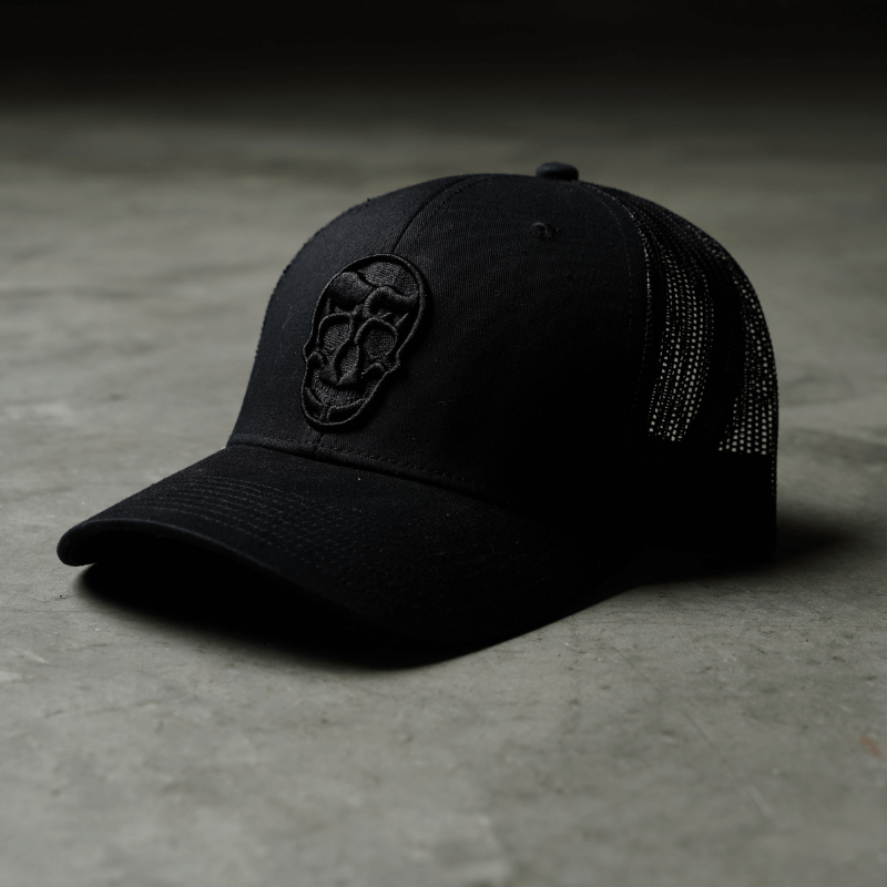 All black top trucker hat