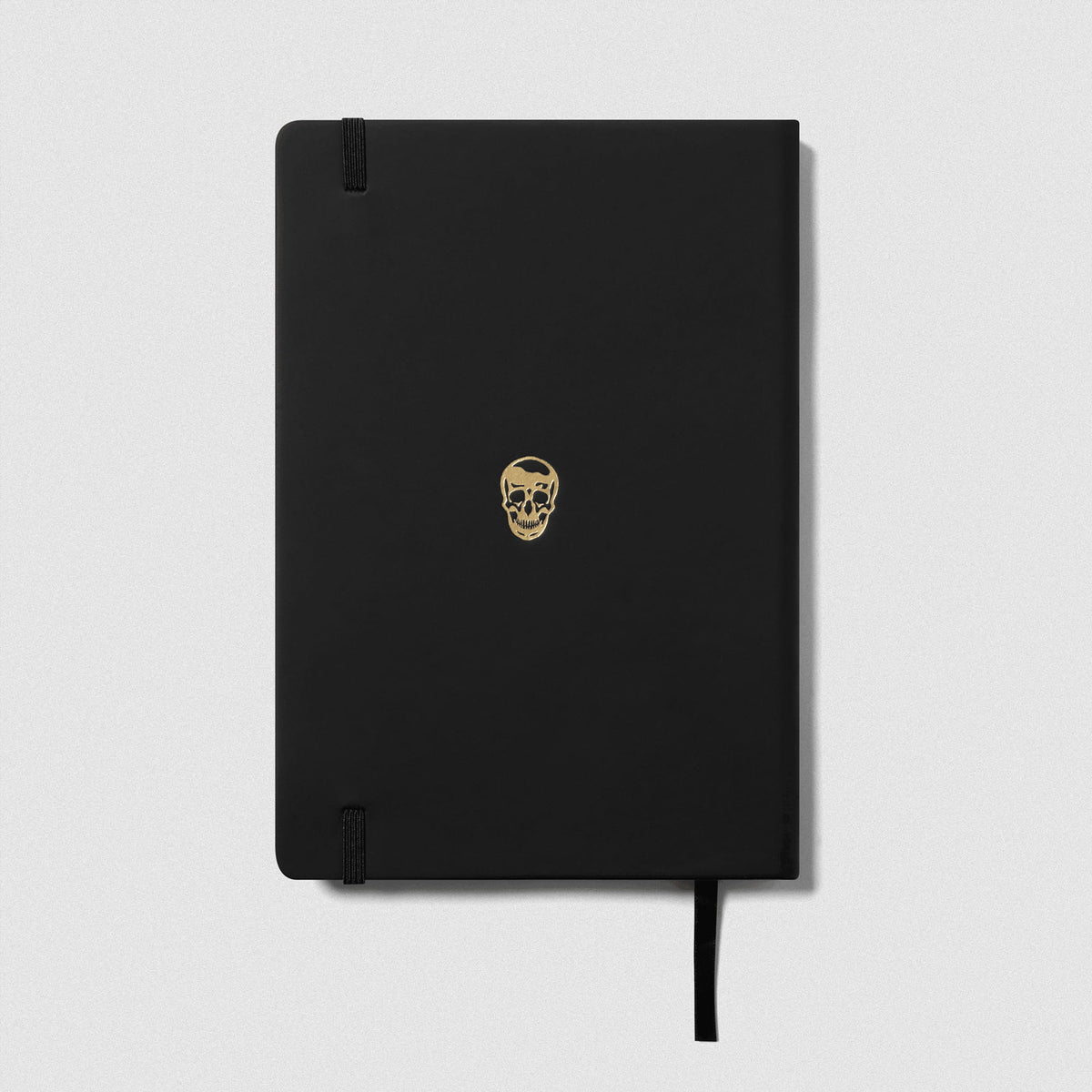 Women's Workout Journal in Black – Back Cover view of Gymreapers Skull Logo
