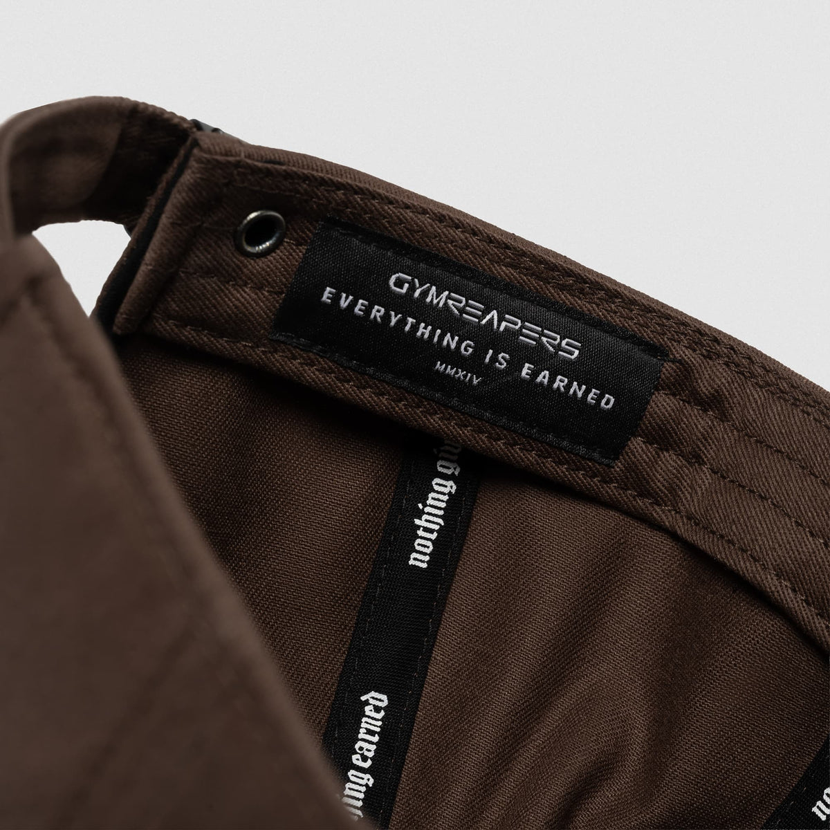 5-Panel Initial Hat - Brown interior label and adjustable strap detail