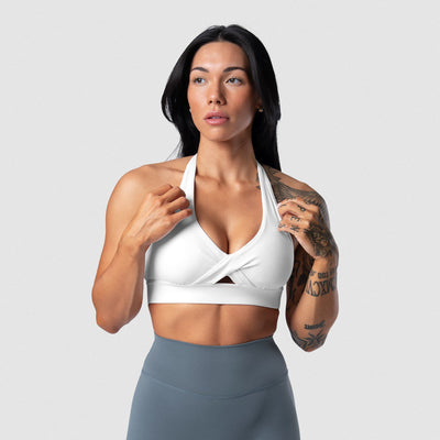 Axis Twisted Halter Bra - White