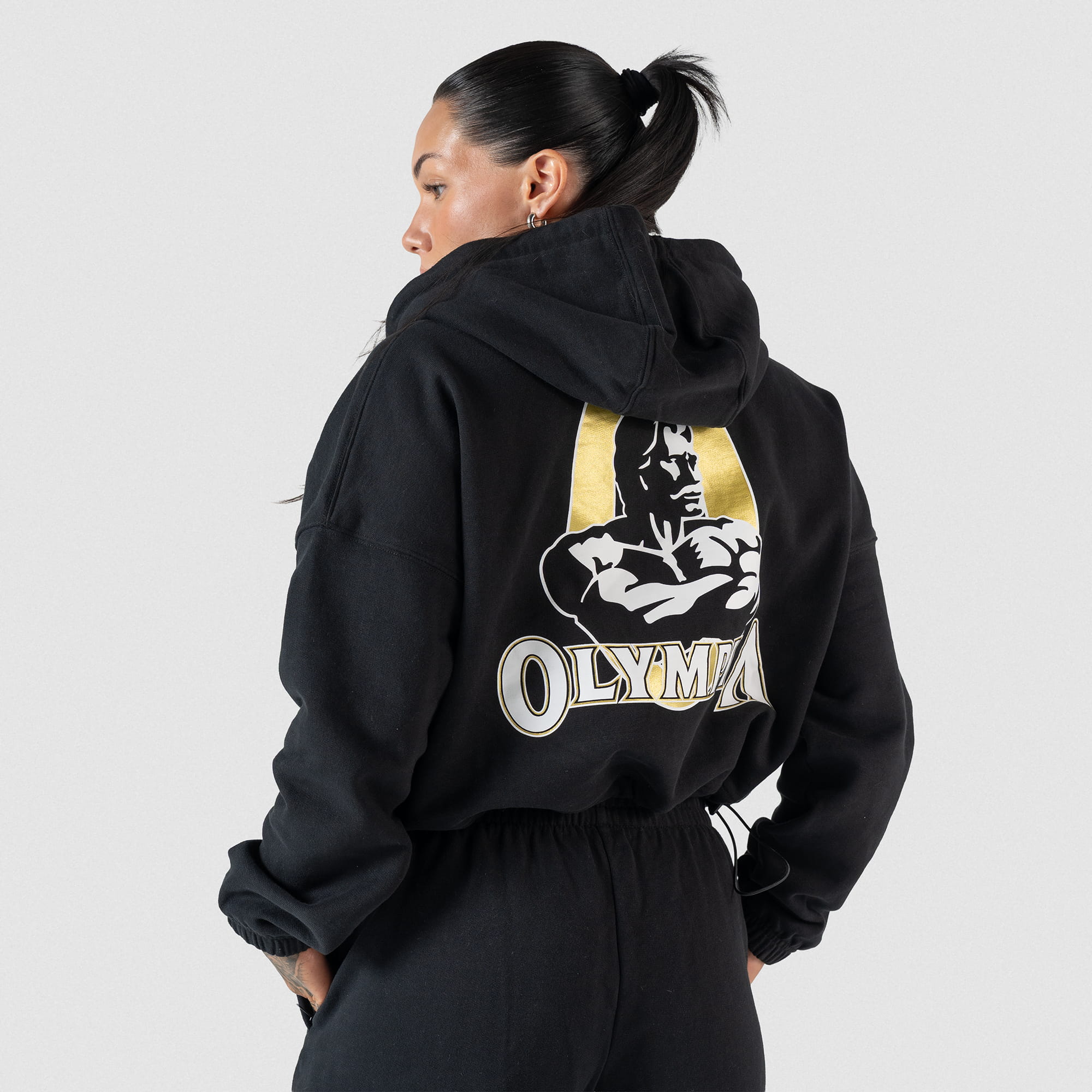 Champions Gold Cropped Zip-Up Hoodie | Gymreapers x Olympia