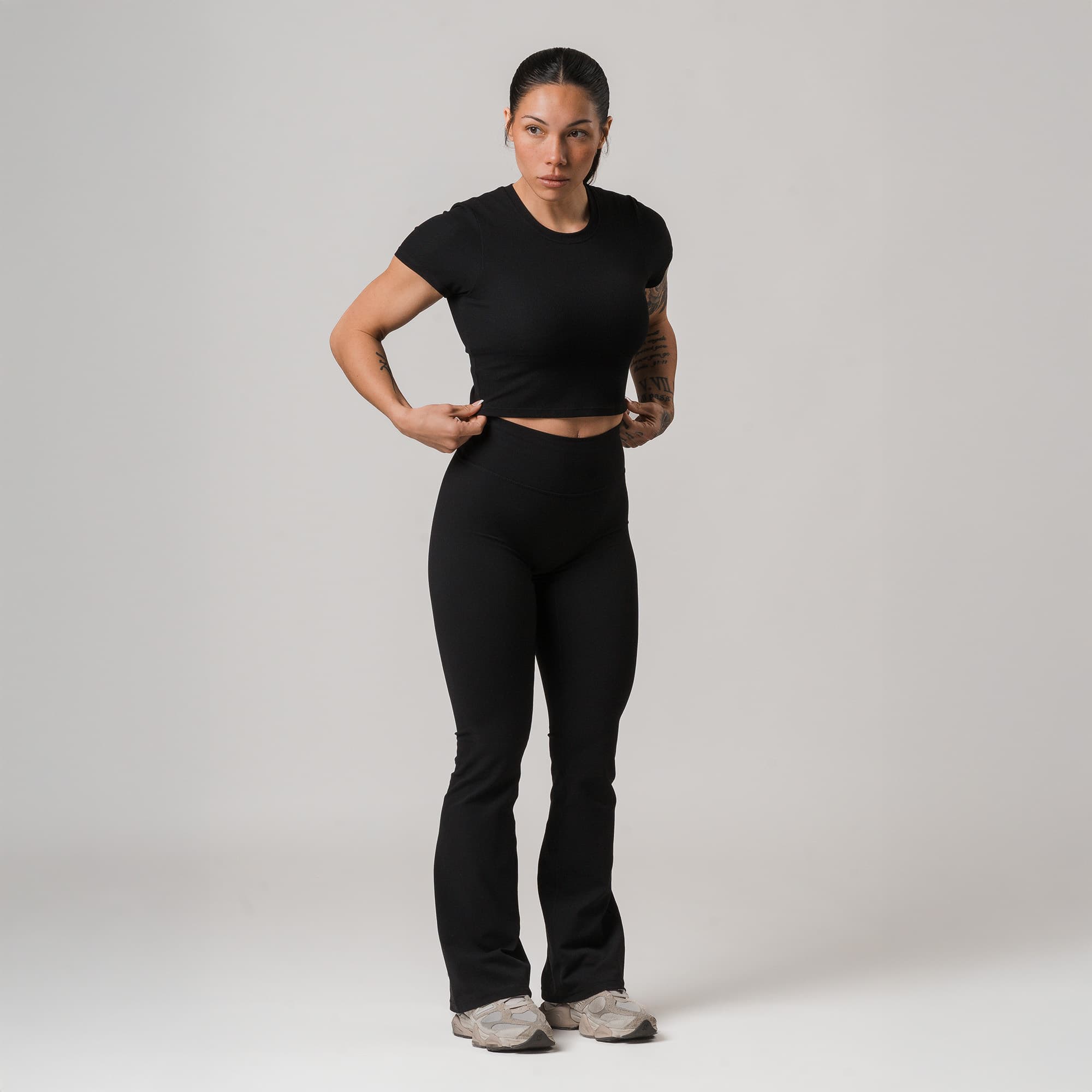 ヨガ・ピラティス AMATERAS UXEFIT FLARE LEGGINGS PlantTec Organic Flare Leggings | Monstera Teal