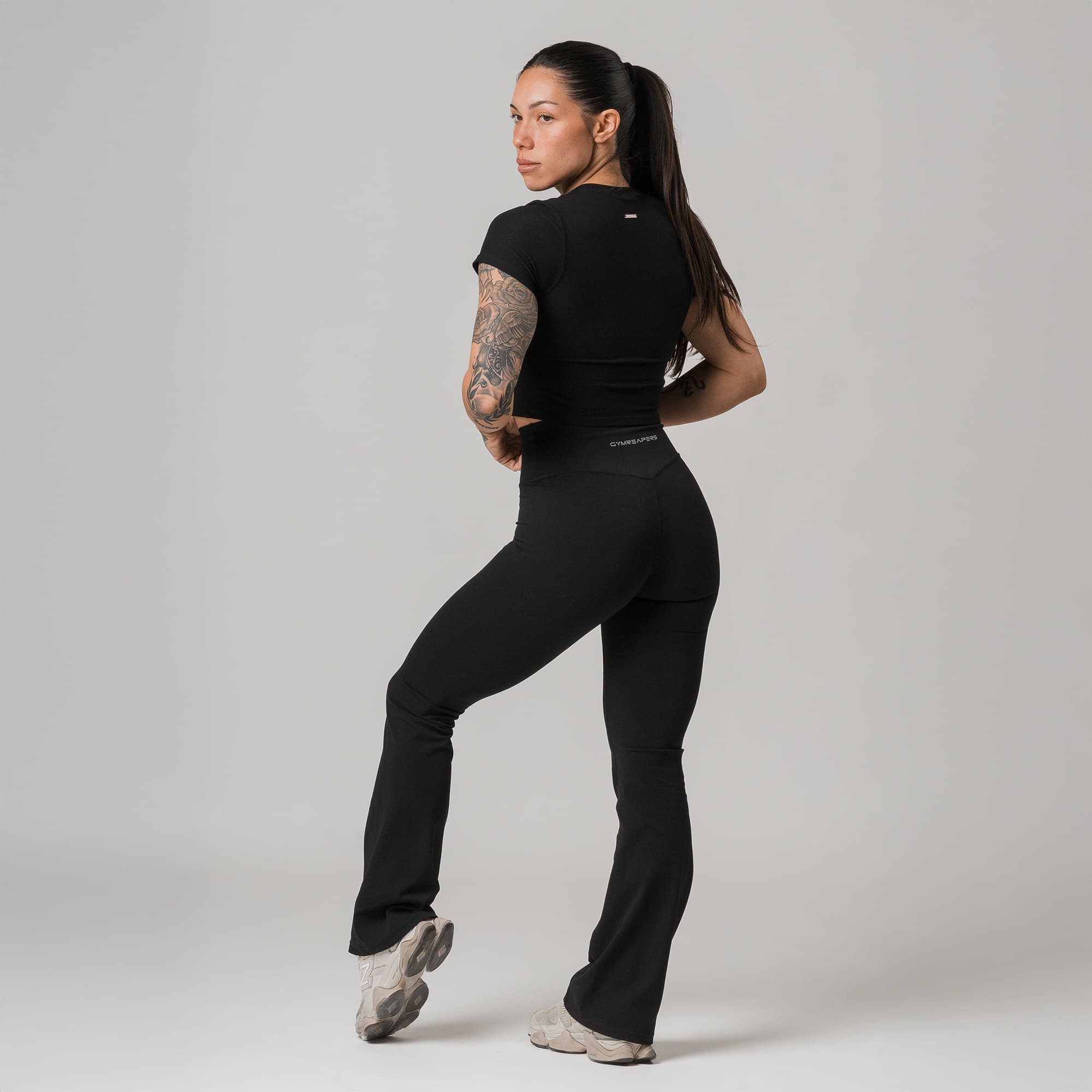 ヨガ・ピラティス AMATERAS UXEFIT FLARE LEGGINGS PlantTec Organic Flare Leggings | Monstera Teal