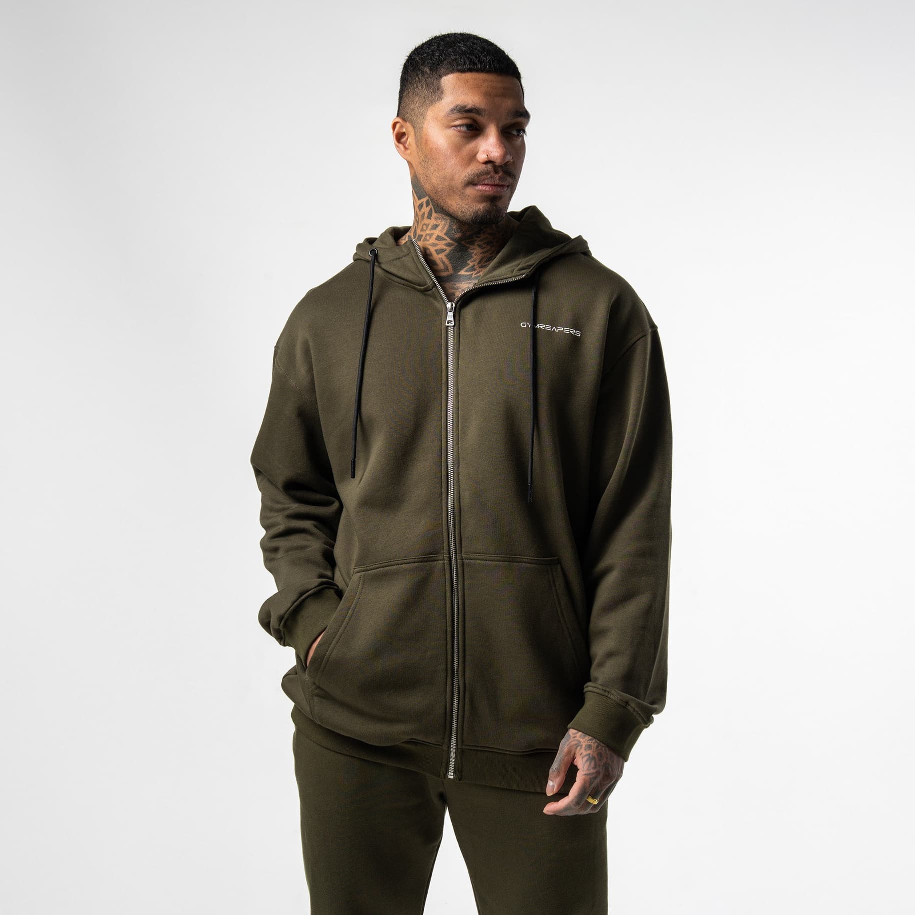 Gymreapers Axis Zip-Up Hoodie - OD Green