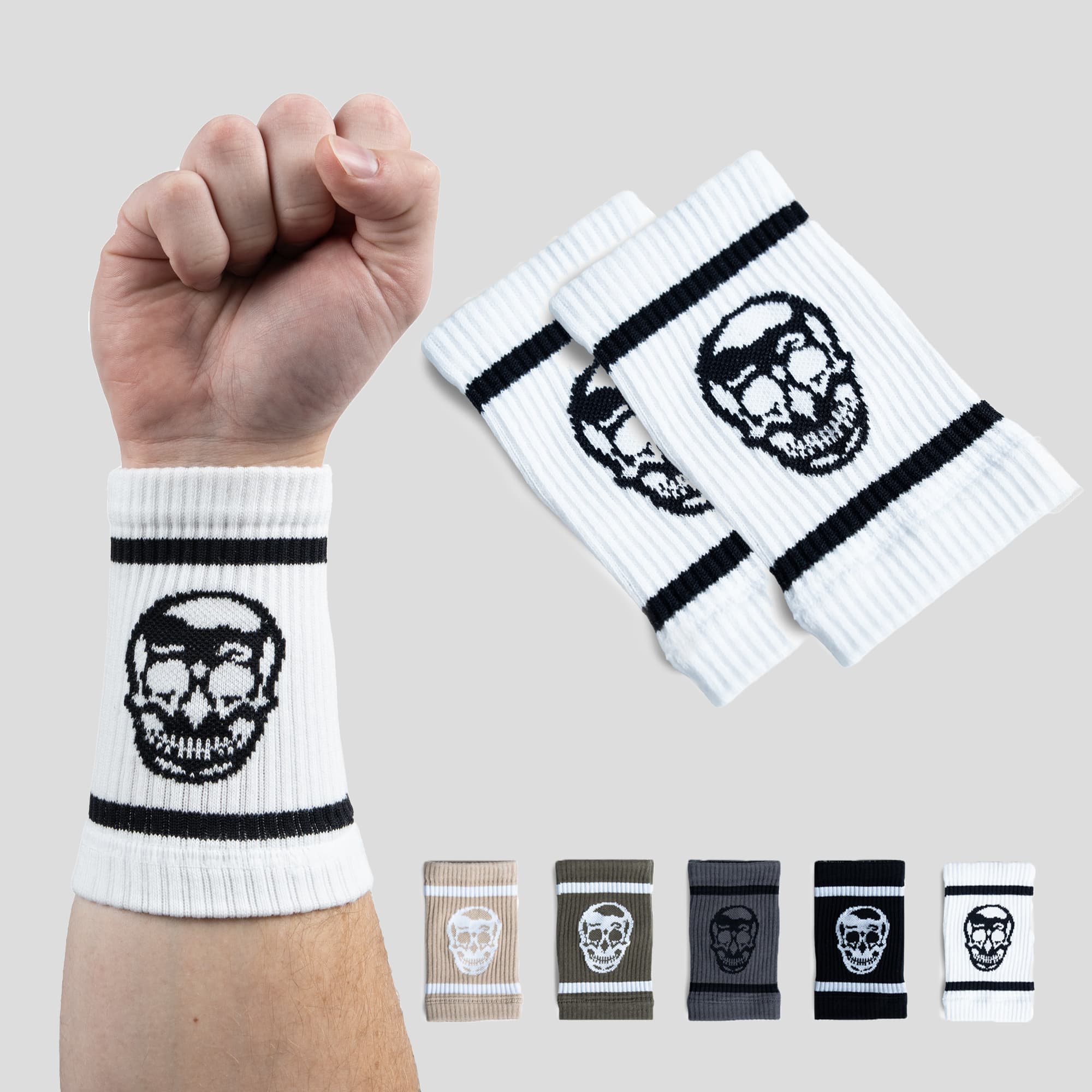 white skull wrist bands main image