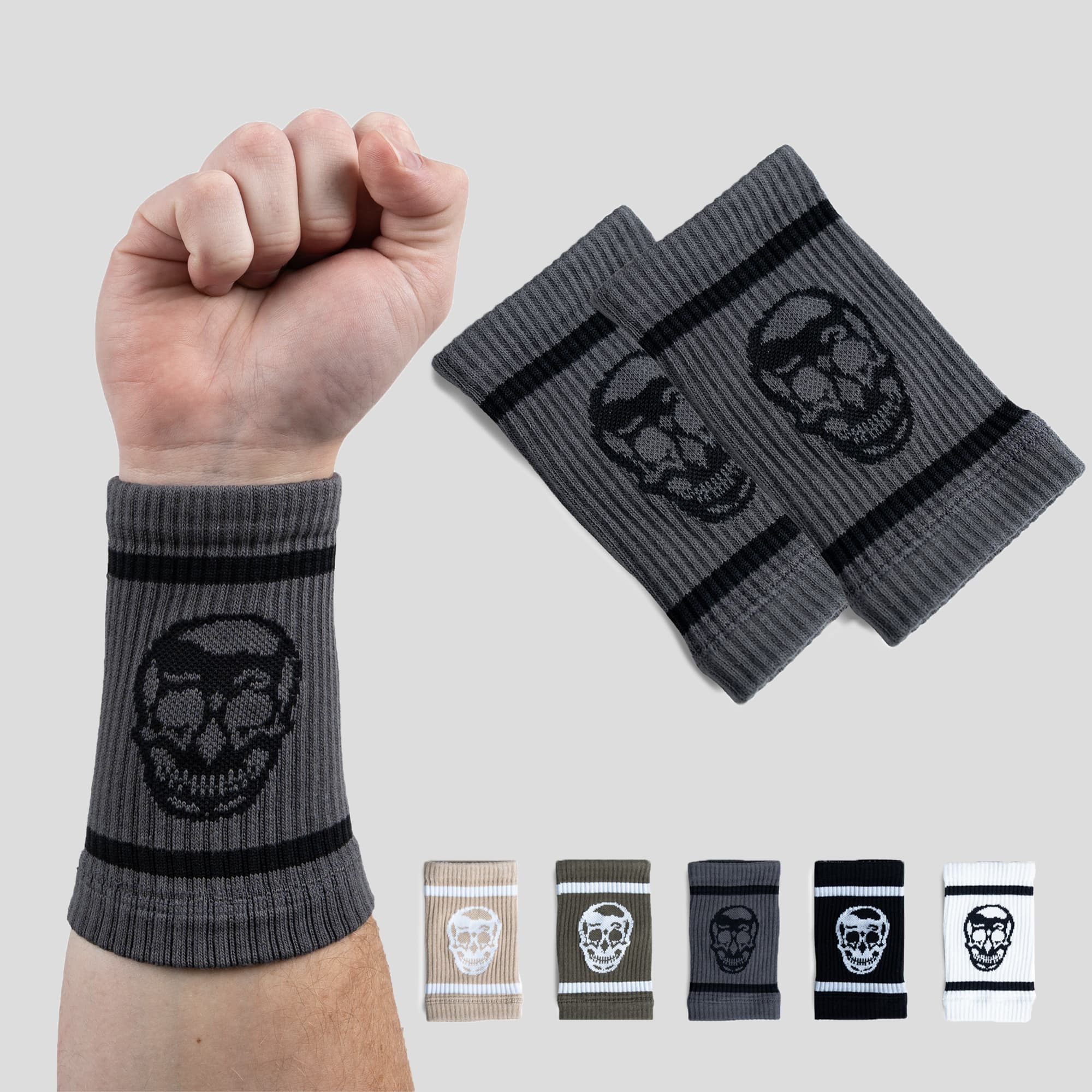 gray skull wrist bands main image